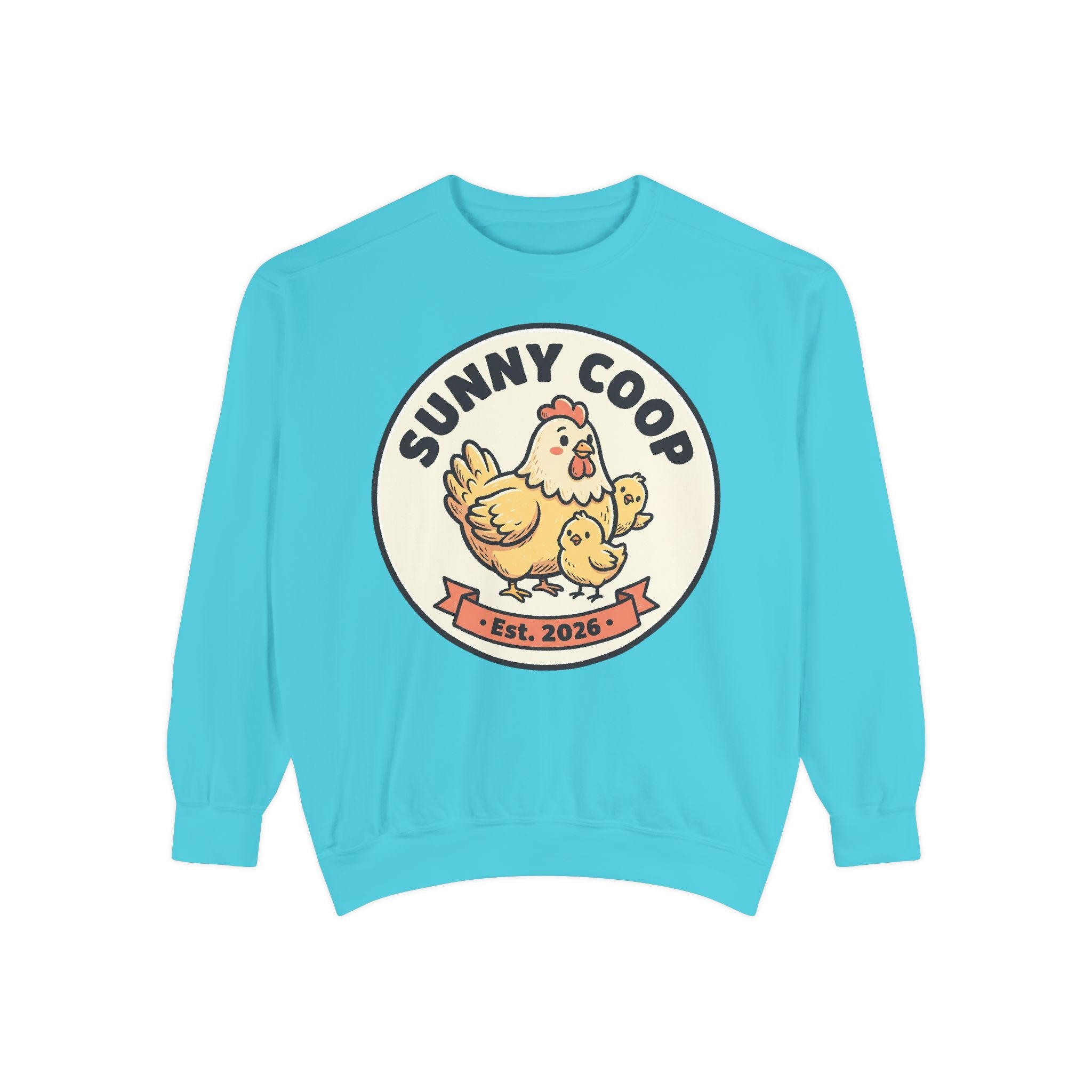 Sunny Coop Crewneck Sweatshirt — Chicken & Chick Farm Logo Pullover