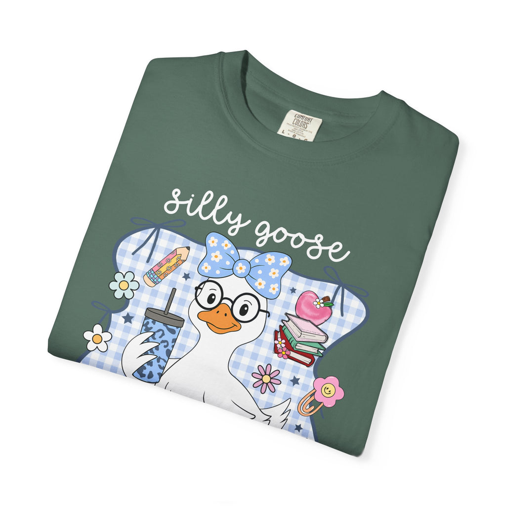 Duck with Blue Gingham Bow Tee — Cute Farm Animal Graphic T-Shirt