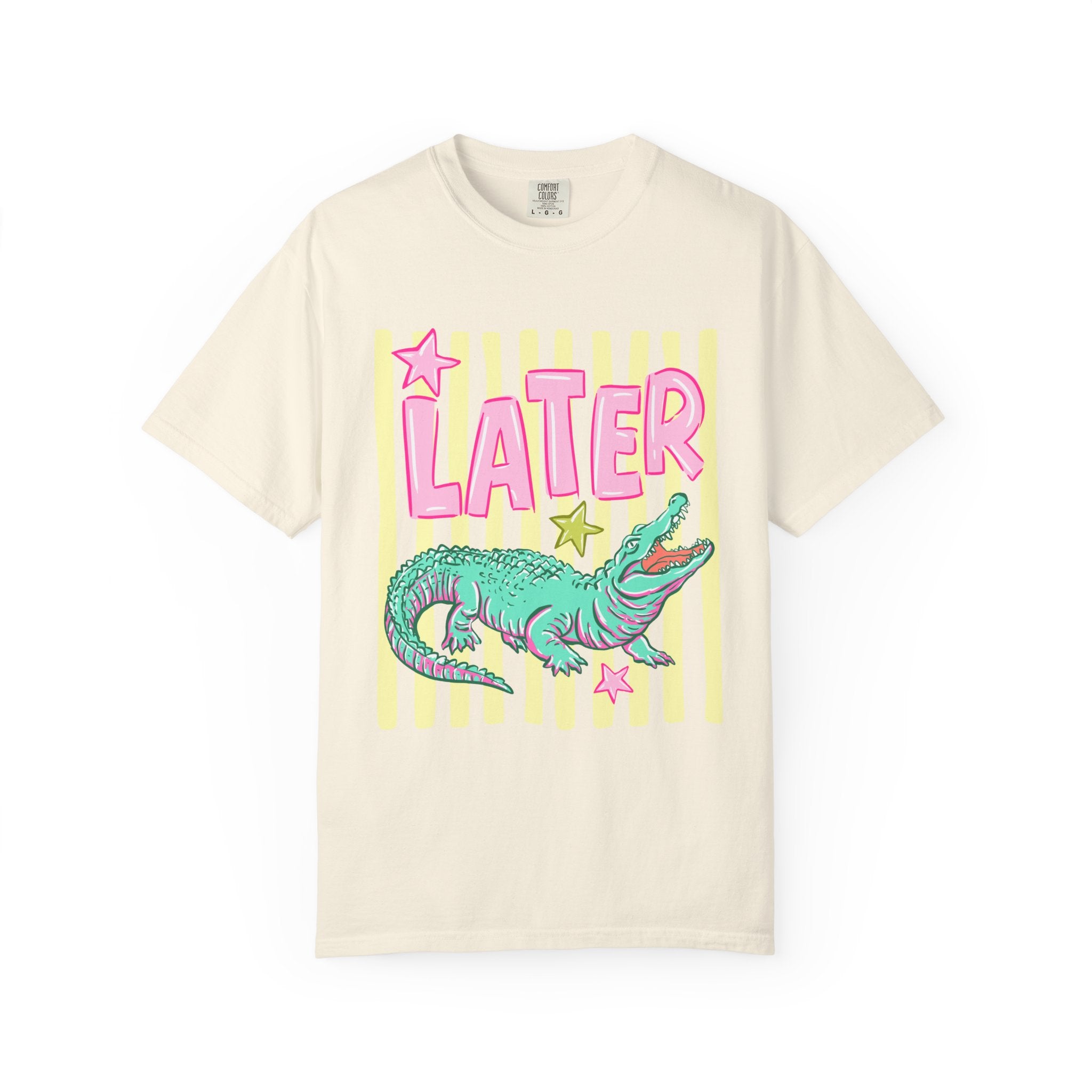 Later Alligator Graphic T-Shirt — Retro Pastel Crocodile Tee