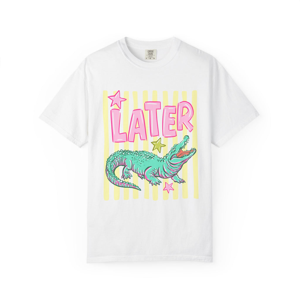 Later Alligator Graphic T-Shirt — Retro Pastel Crocodile Tee