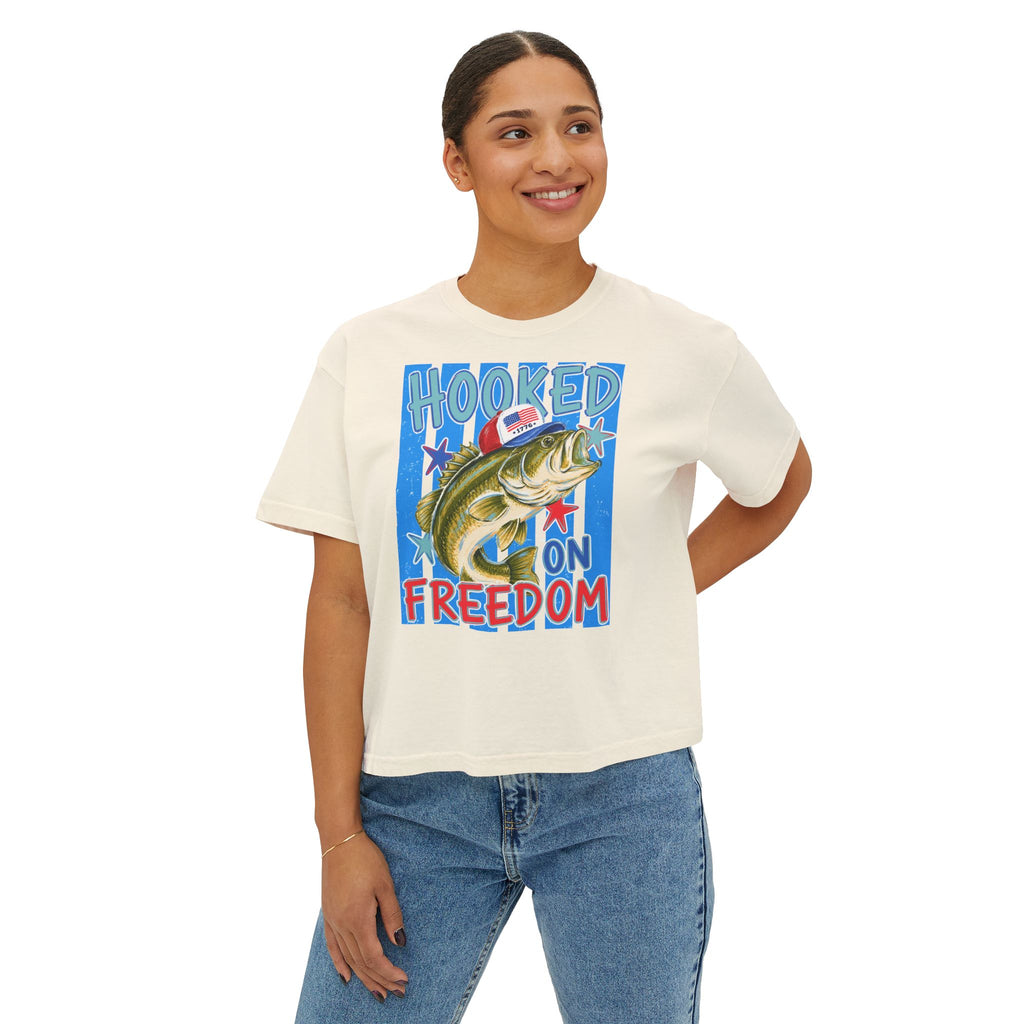 Patriotic 'Hooked on Freedom' Fishing Tee
