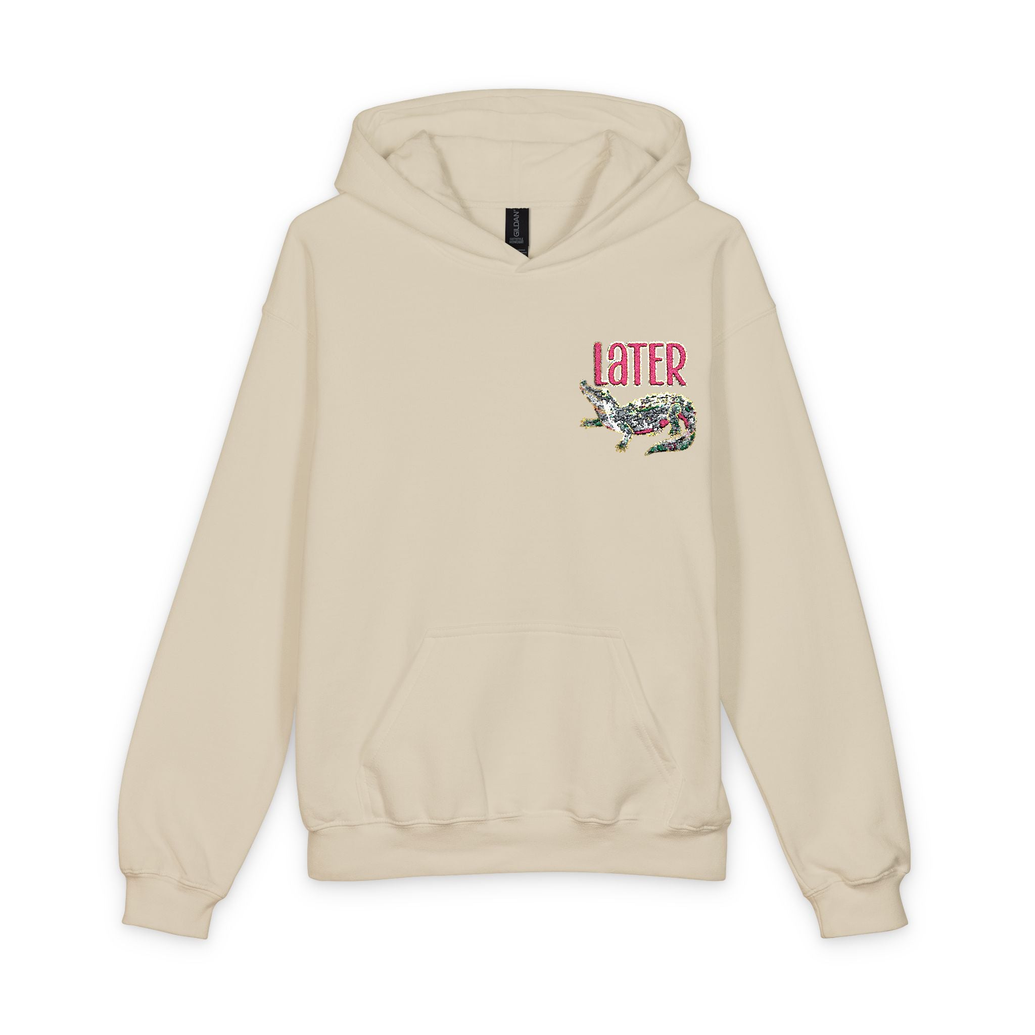 Youth Hooded Sweatshirt - 'Love' Floral Graphic Chest Pocket Design, Cozy Casual Pullover for Kids