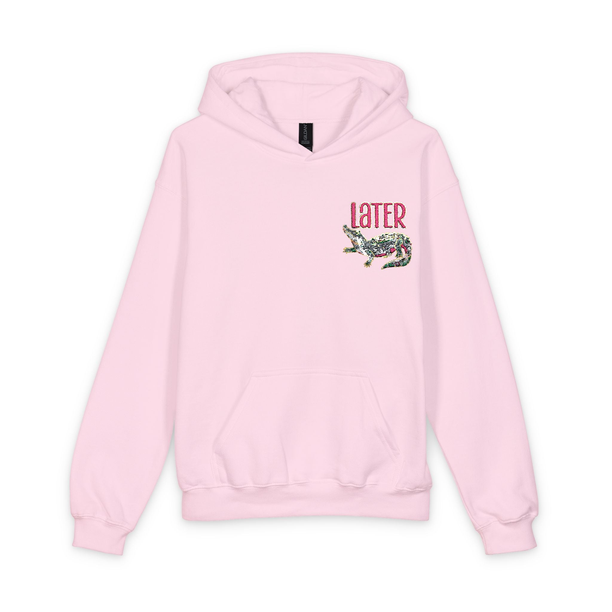 Youth Hooded Sweatshirt - 'Love' Floral Graphic Chest Pocket Design, Cozy Casual Pullover for Kids