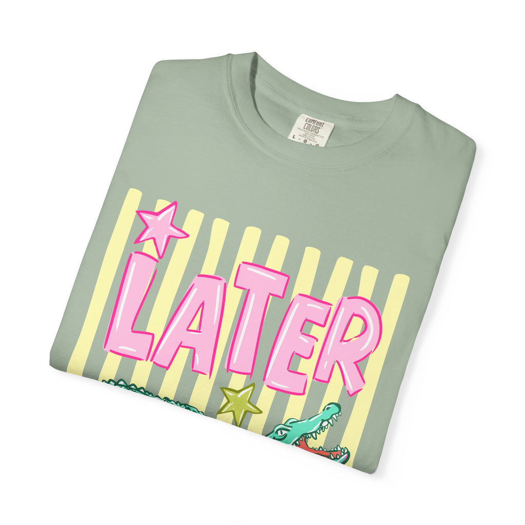 Later Alligator Graphic T-Shirt — Retro Pastel Crocodile Tee