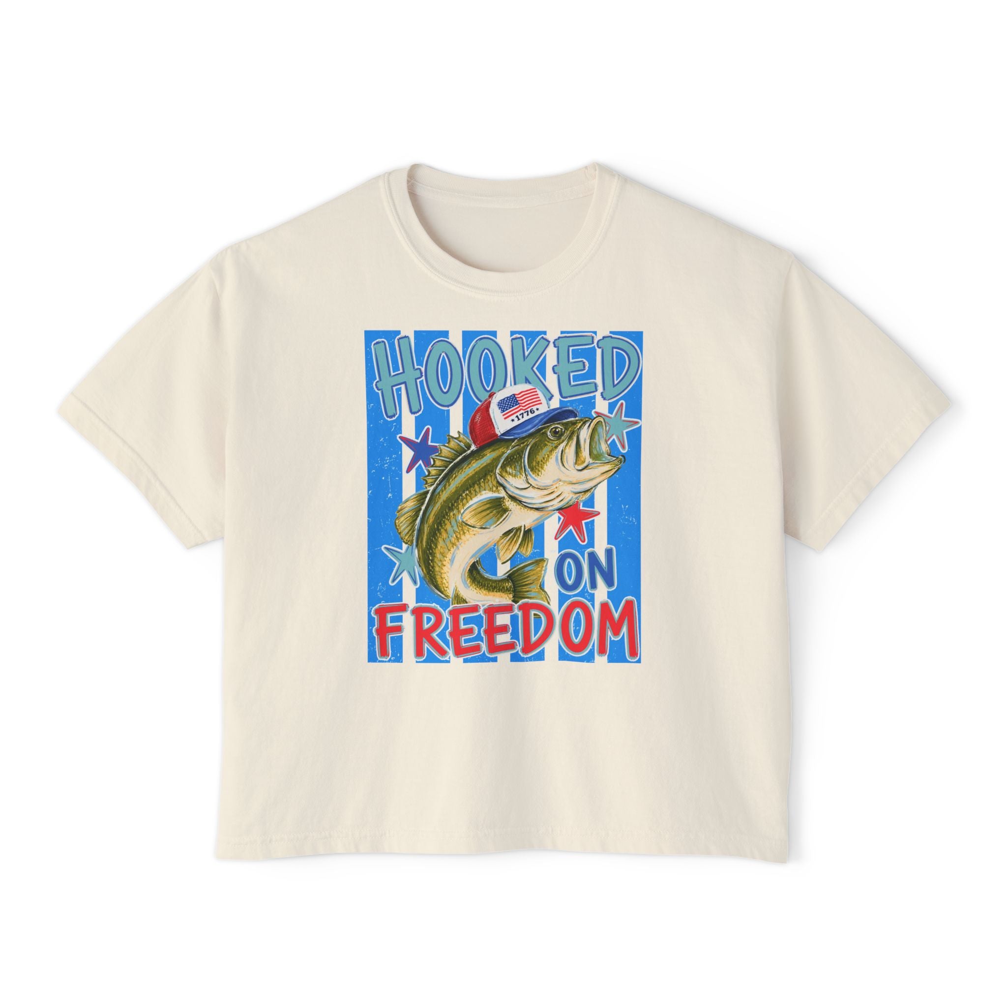 Patriotic 'Hooked on Freedom' Fishing Tee