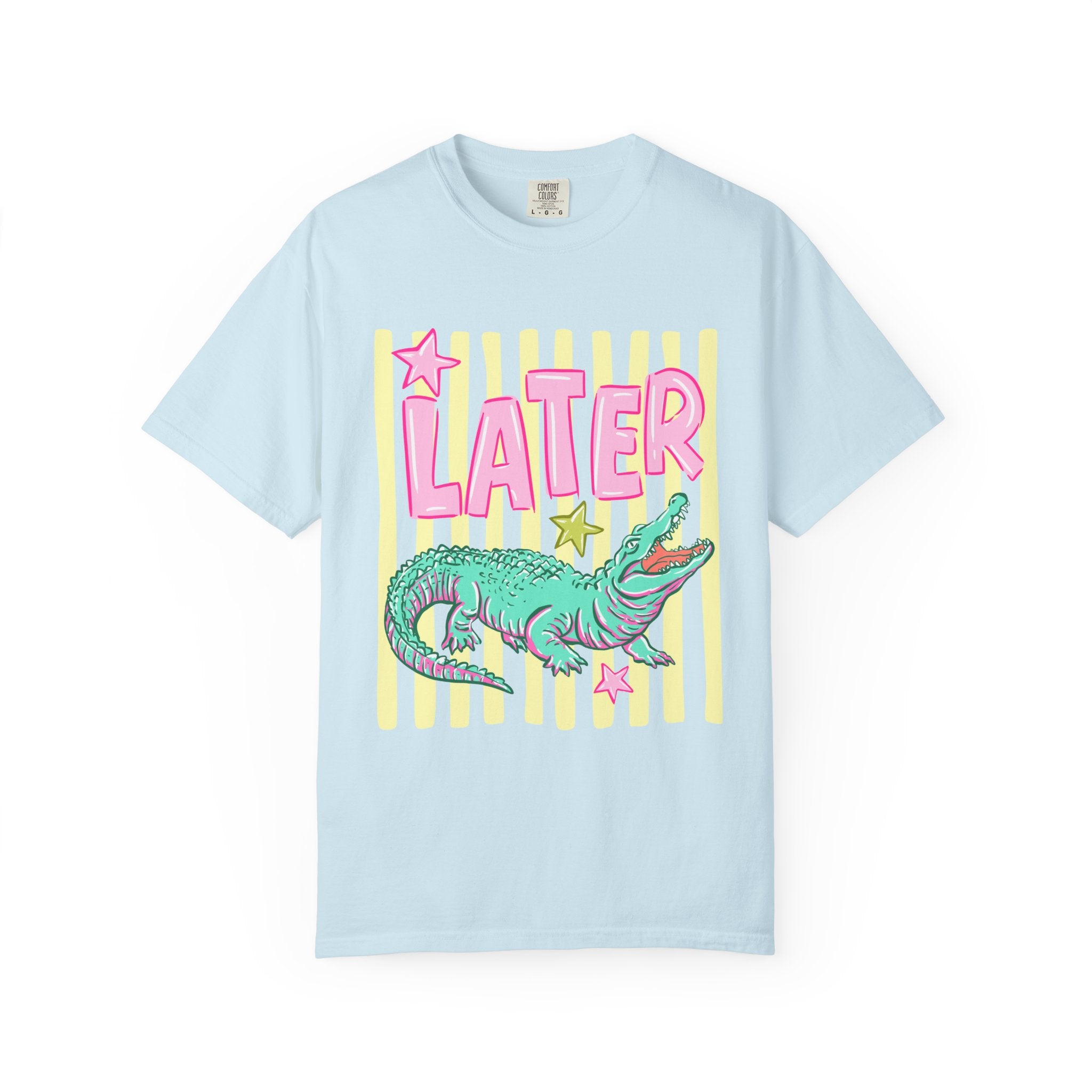 Later Alligator Graphic T-Shirt — Retro Pastel Crocodile Tee