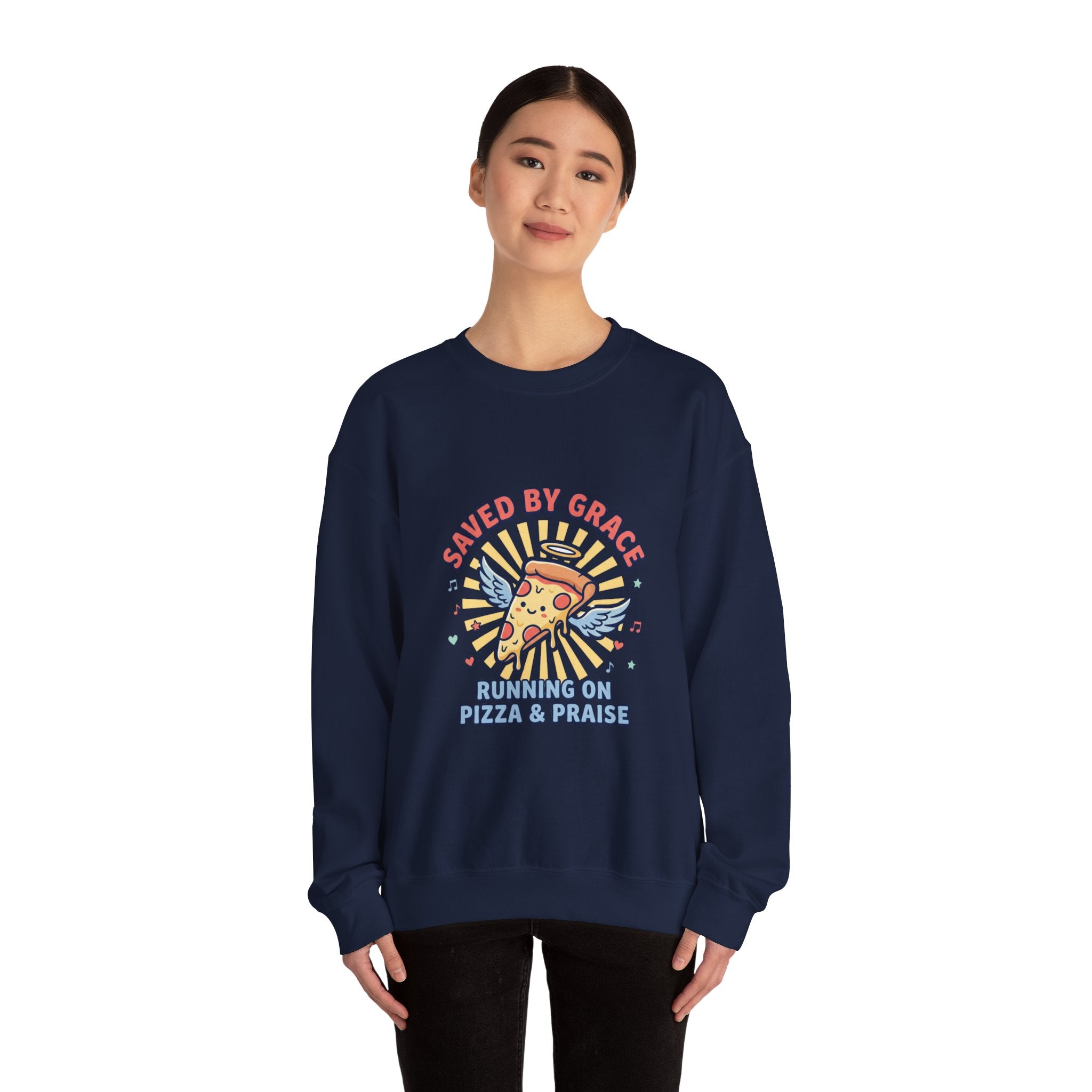 Saved by Grace Crewneck Sweatshirt | Christian memes, church camp retro