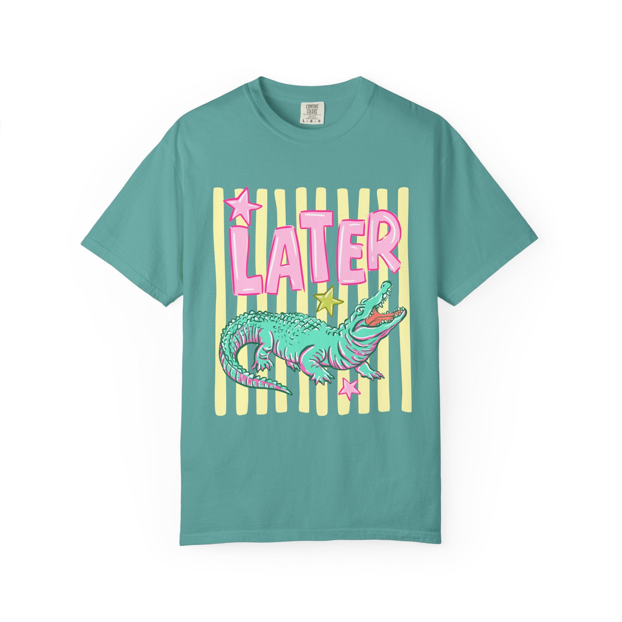 Later Alligator Graphic T-Shirt — Retro Pastel Crocodile Tee