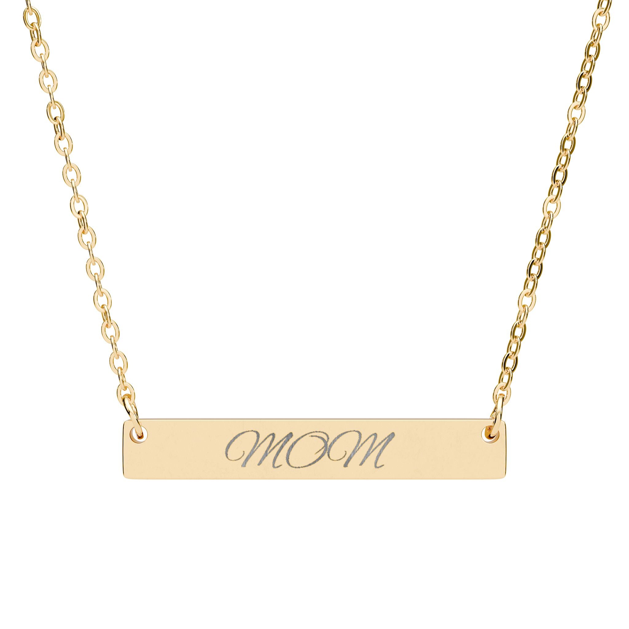 Engraved "MOM" Horizontal Bar Necklace — Personalized Mother's Day Jewelry