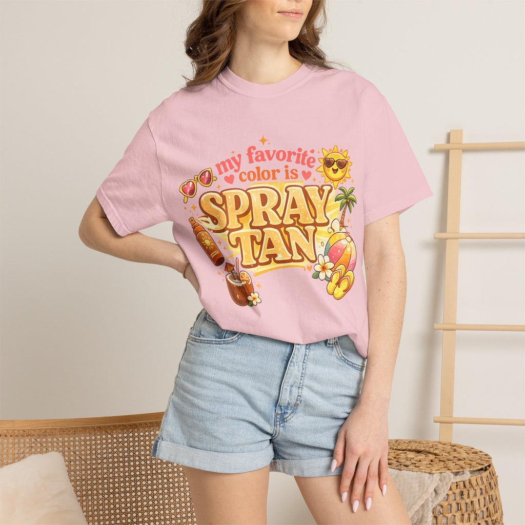 Spray Tan Retro Beach T-Shirt — "My Favorite Color is Spray Tan"