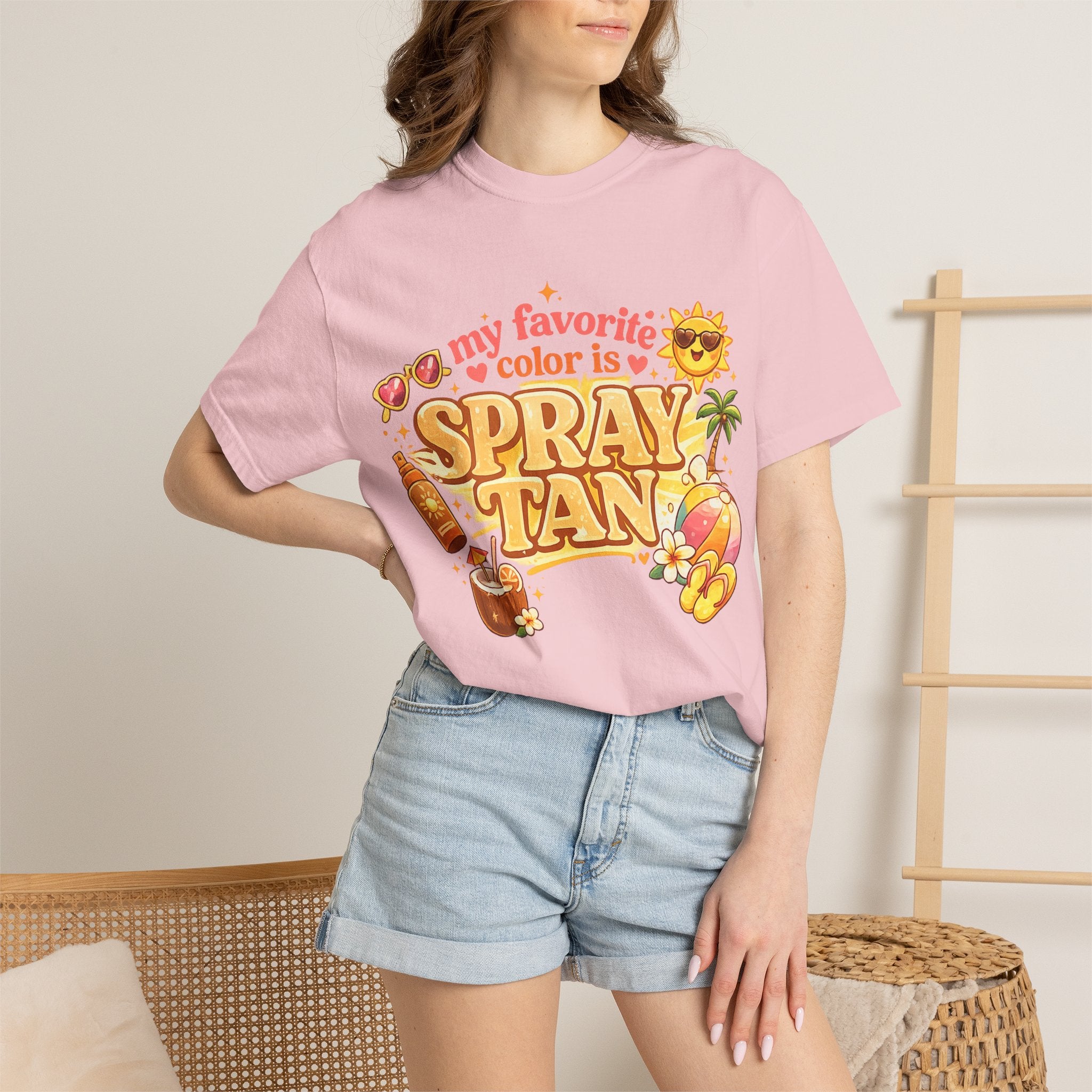 Spray Tan Retro Beach T-Shirt — "My Favorite Color is Spray Tan"