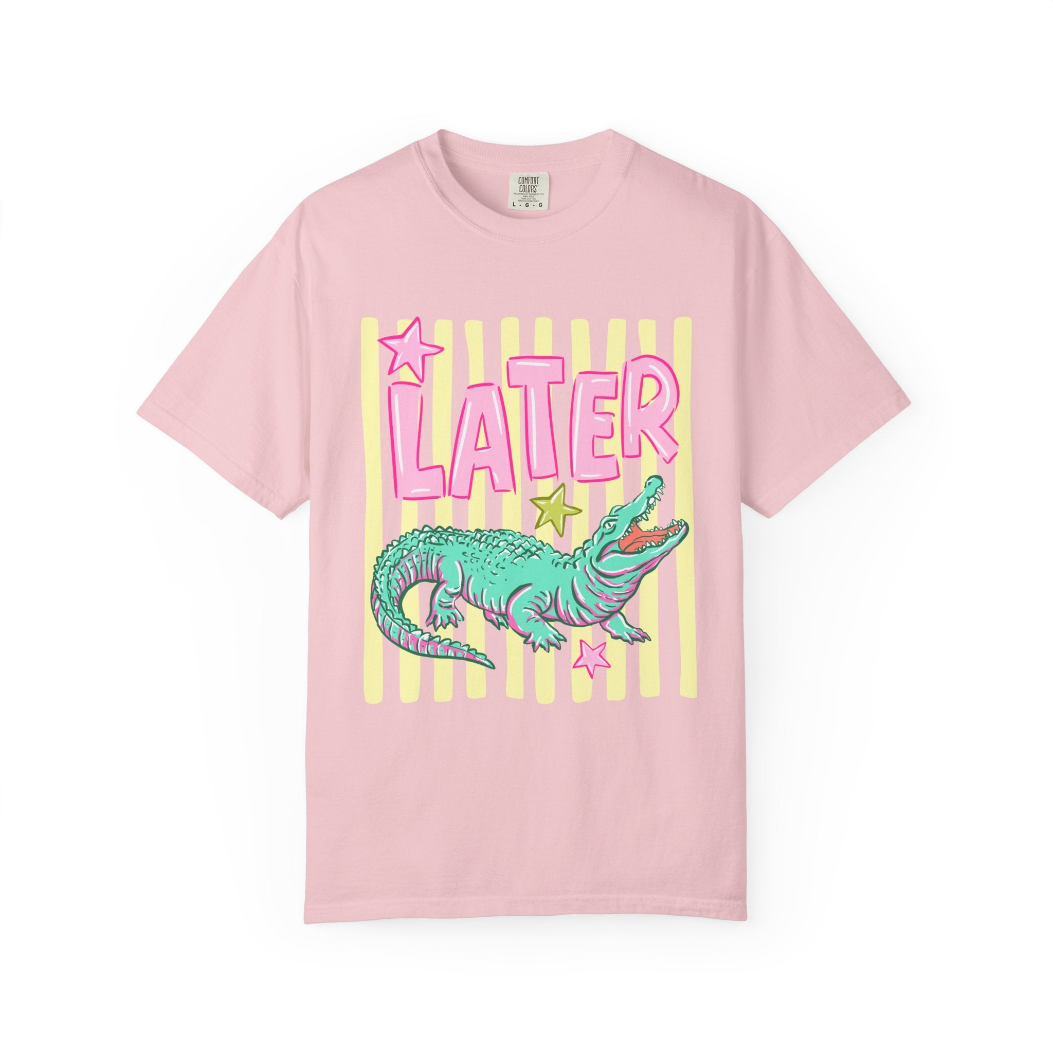 Later Alligator Graphic T-Shirt — Retro Pastel Crocodile Tee
