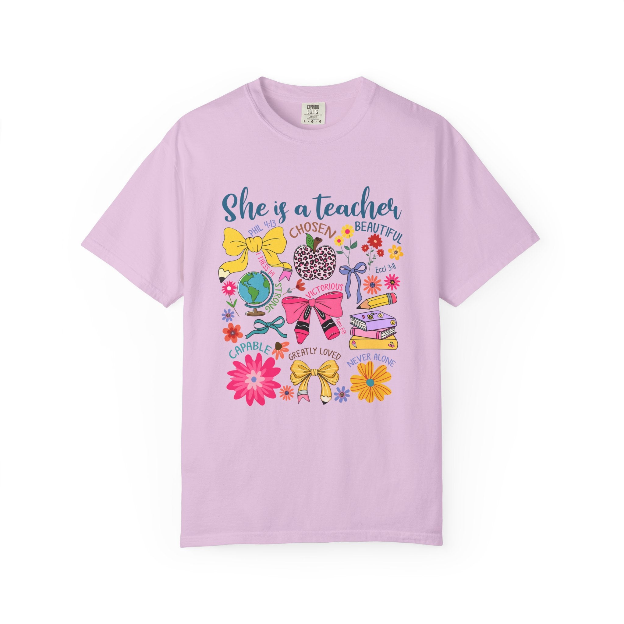 Teacher Appreciation T‑Shirt — "She is a Teacher" Floral Graphic Tee for Educators