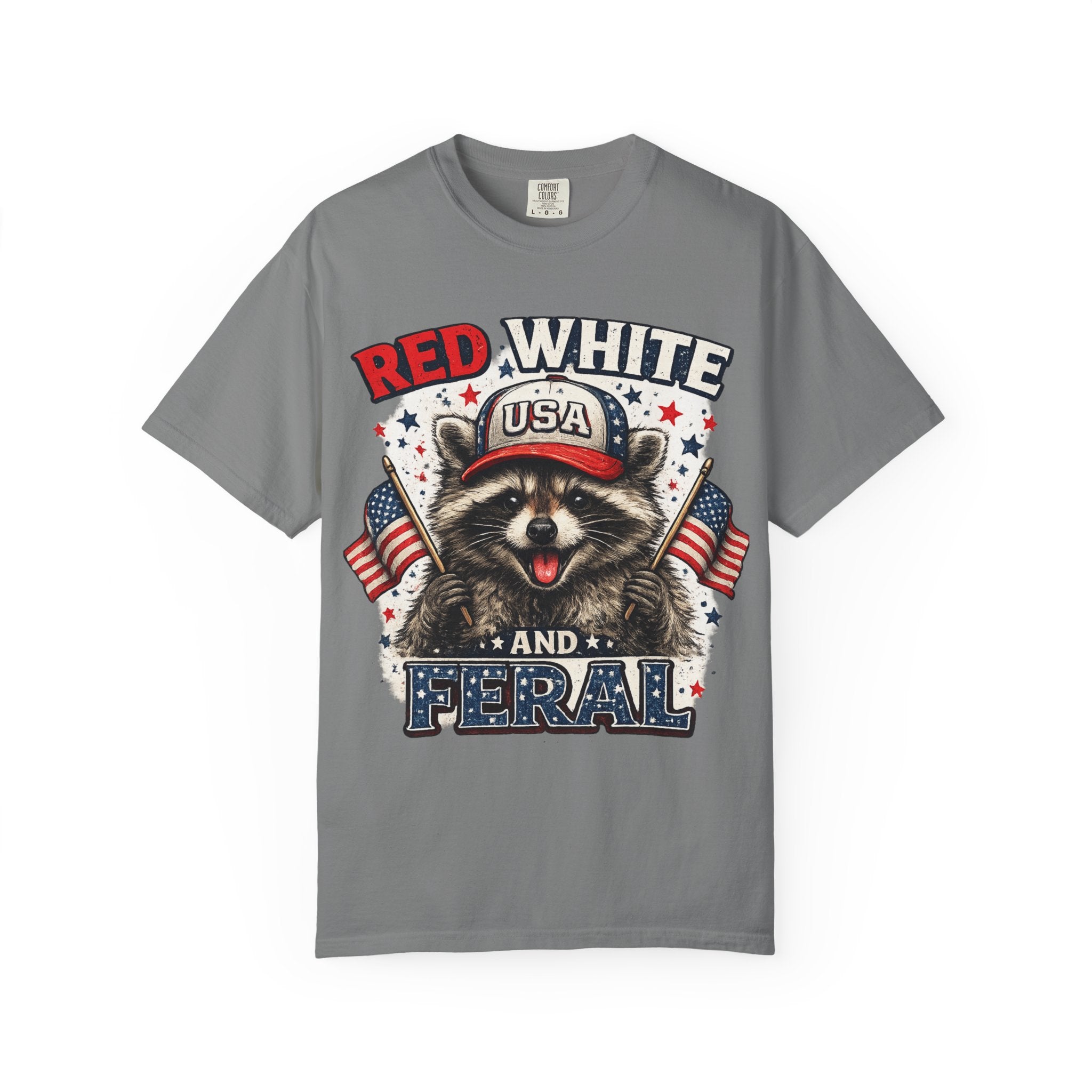 Patriotic Raccoon 'Red White and Feral' T-Shirt