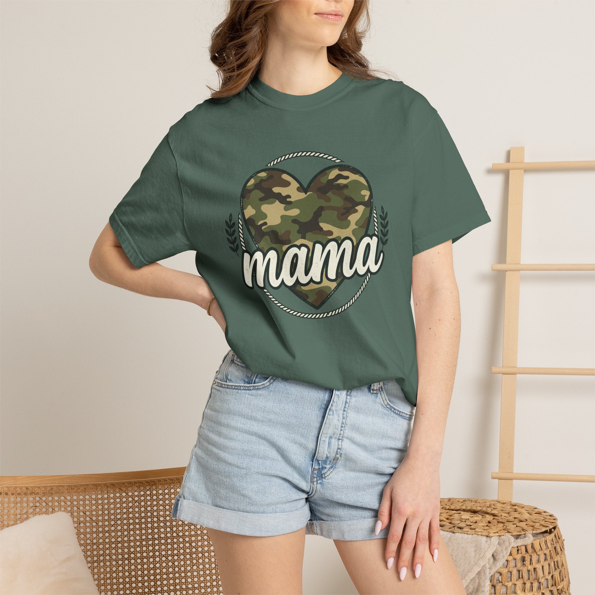 Mama Camo Heart T-Shirt — Military Camouflage Mom Tee