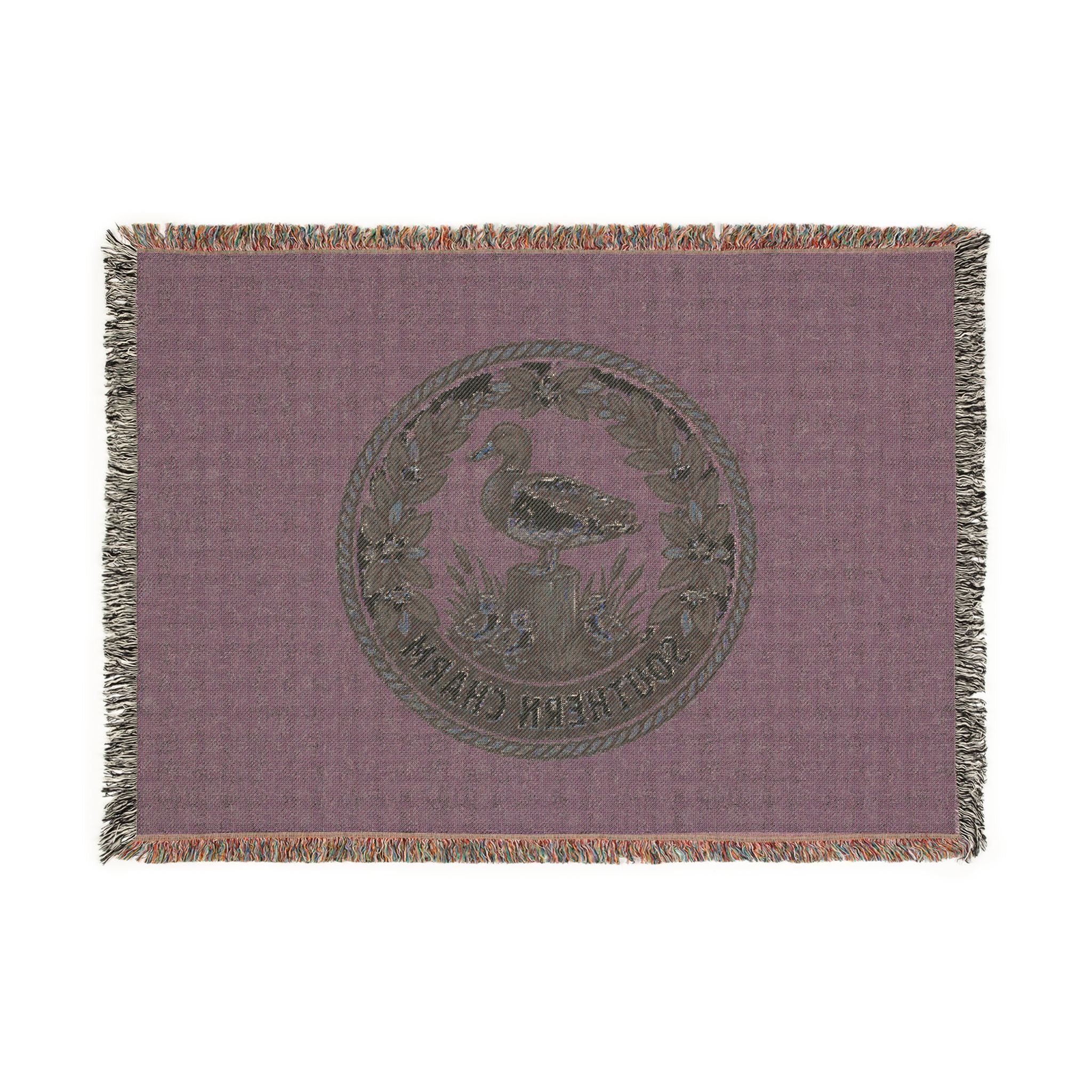 Woven Blanket — Vintage Pelican Seal Throw Blanket, Nautical Coastal Home Decor
