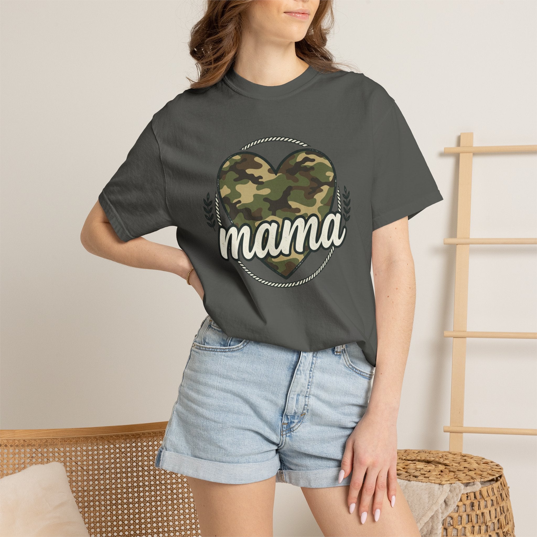 Mama Camo Heart T-Shirt — Military Camouflage Mom Tee