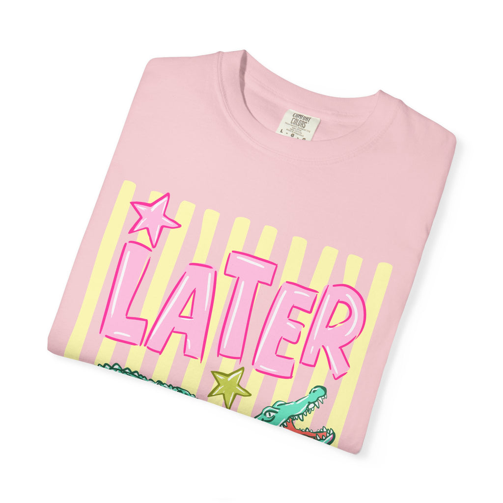 Later Alligator Graphic T-Shirt — Retro Pastel Crocodile Tee