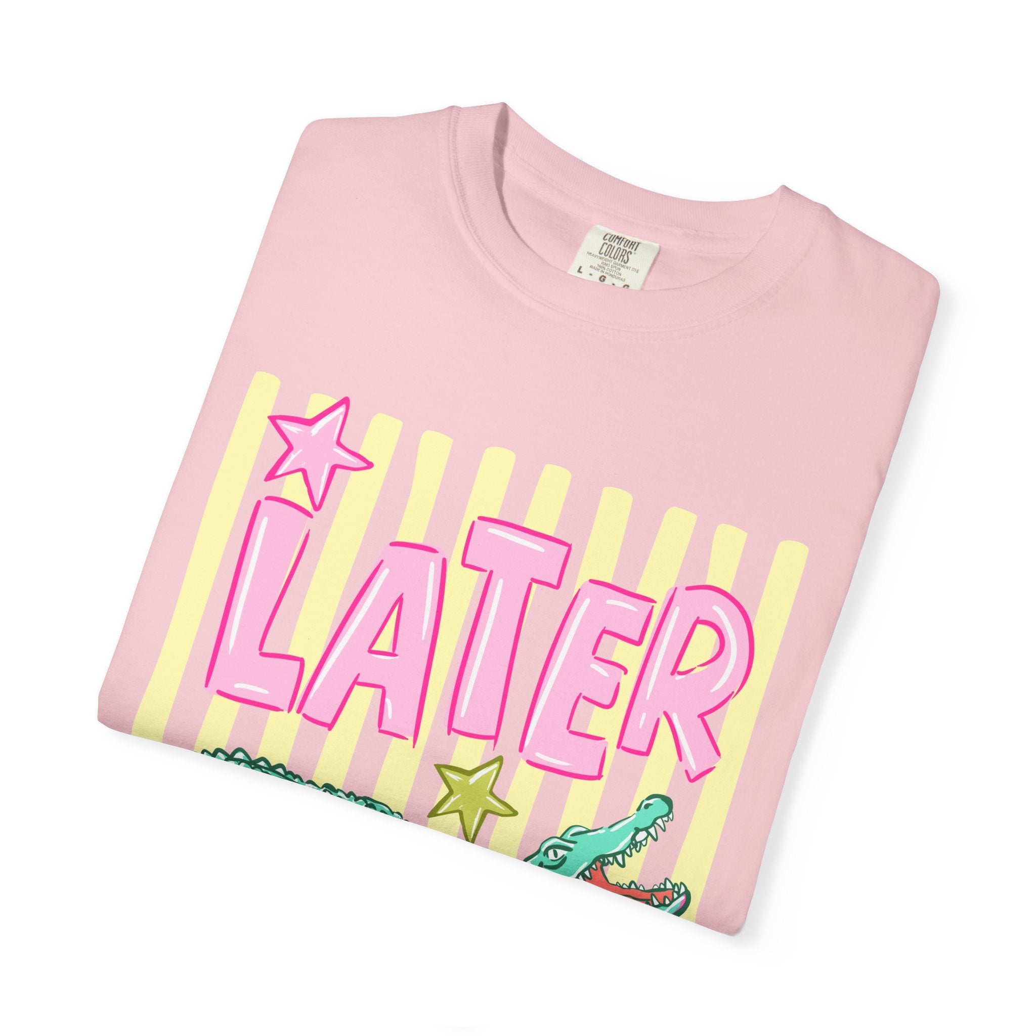 Later Alligator Graphic T-Shirt — Retro Pastel Crocodile Tee