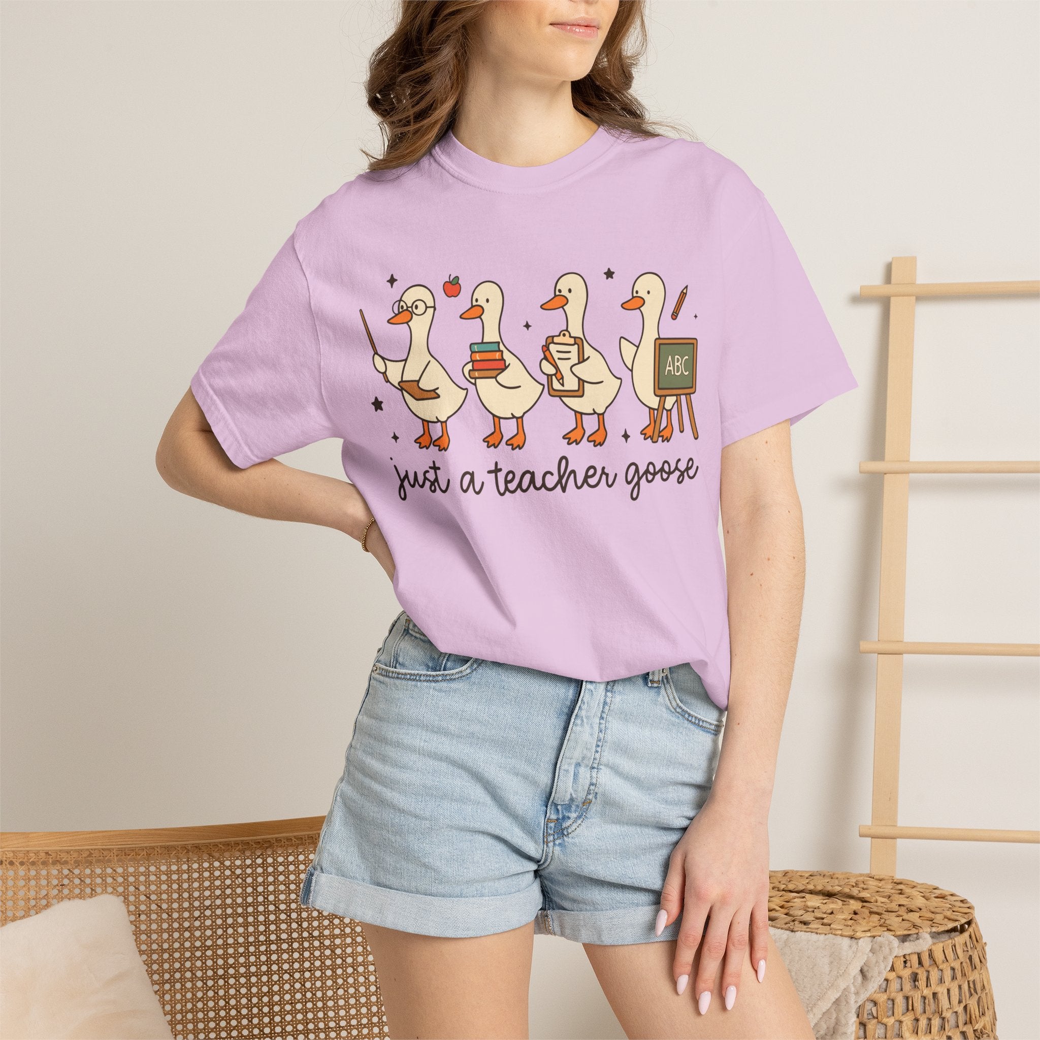 Teacher Goose T-Shirt — "Just a Teacher's Goose" Cute Classroom Gift
