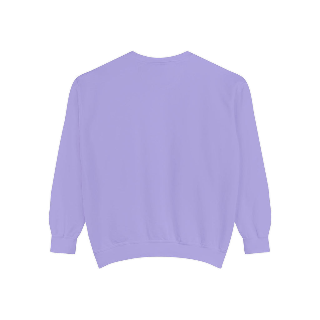 Duck Graphic Sweatshirt — Watercolor Flying Duck on Coral Garment-Dyed Crewneck