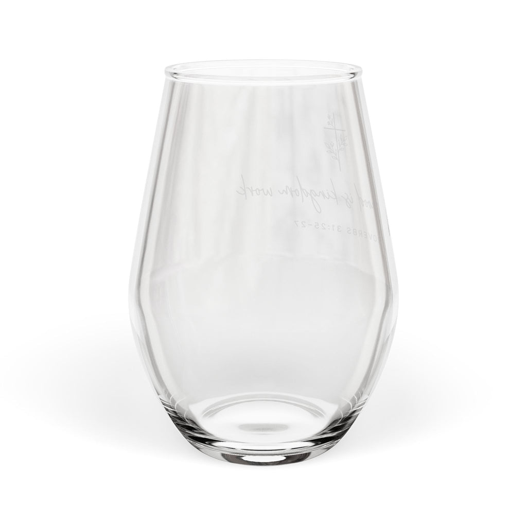 Motherhood Is Kingdom Work Stemless Wine Glass – 11.75 oz Christian Gift