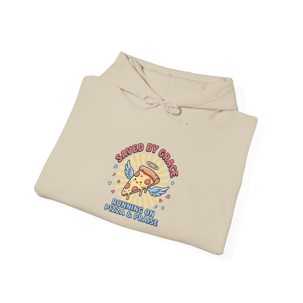 Saved By Grace Pizza & Prayers Hoodie | Christian memes, church camp retro