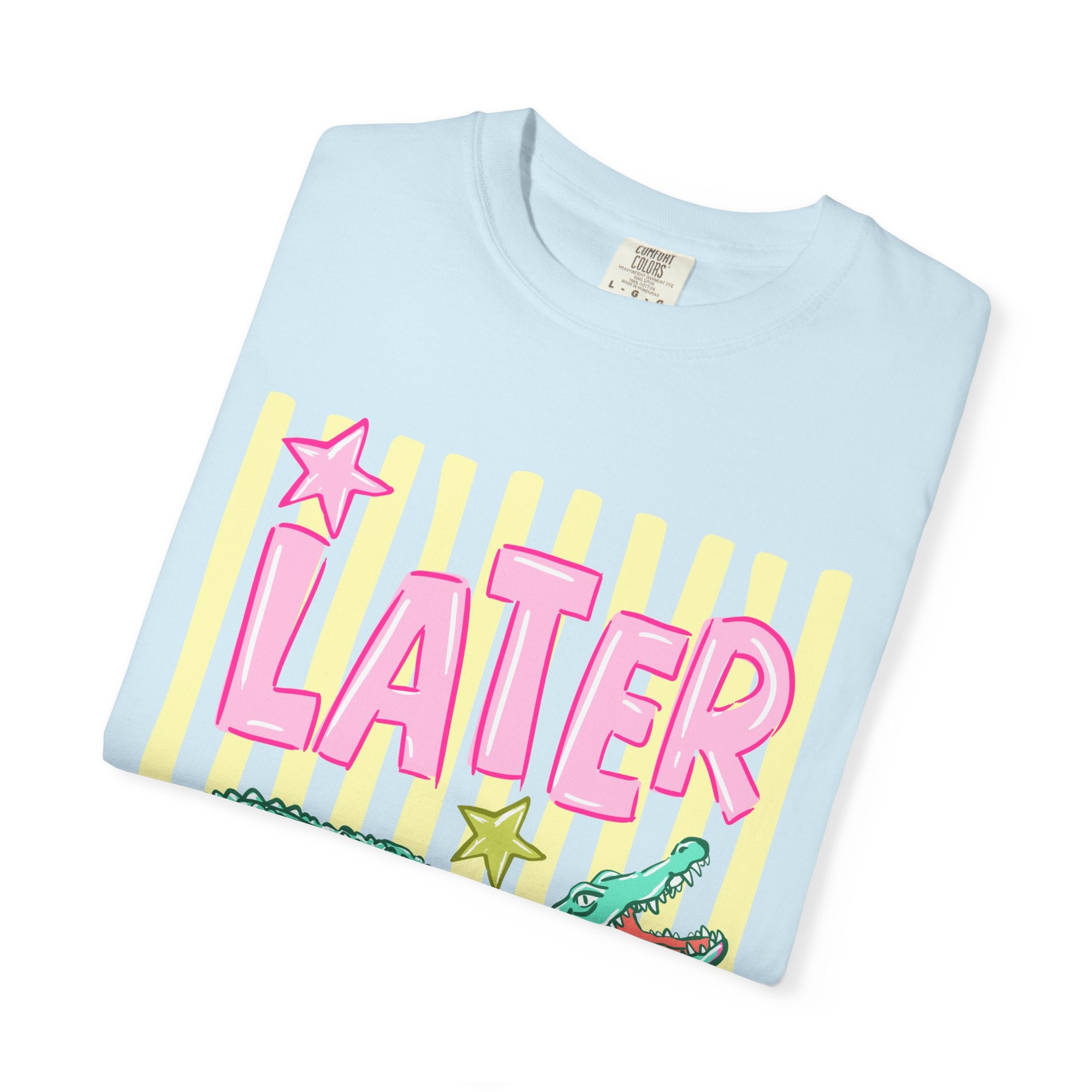 Later Alligator Graphic T-Shirt — Retro Pastel Crocodile Tee