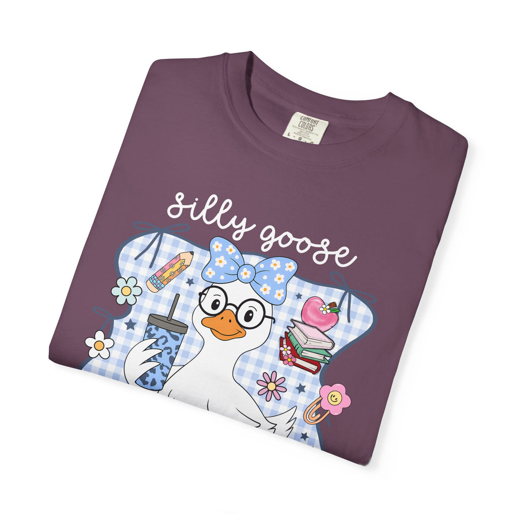 Duck with Blue Gingham Bow Tee — Cute Farm Animal Graphic T-Shirt