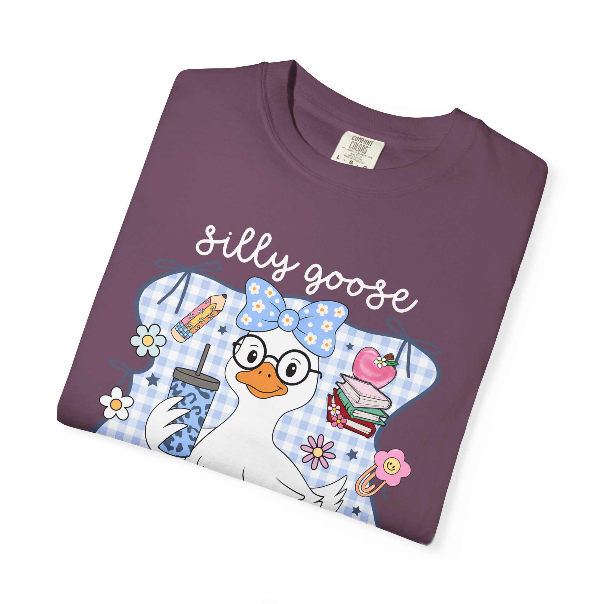 Duck with Blue Gingham Bow Tee — Cute Farm Animal Graphic T-Shirt