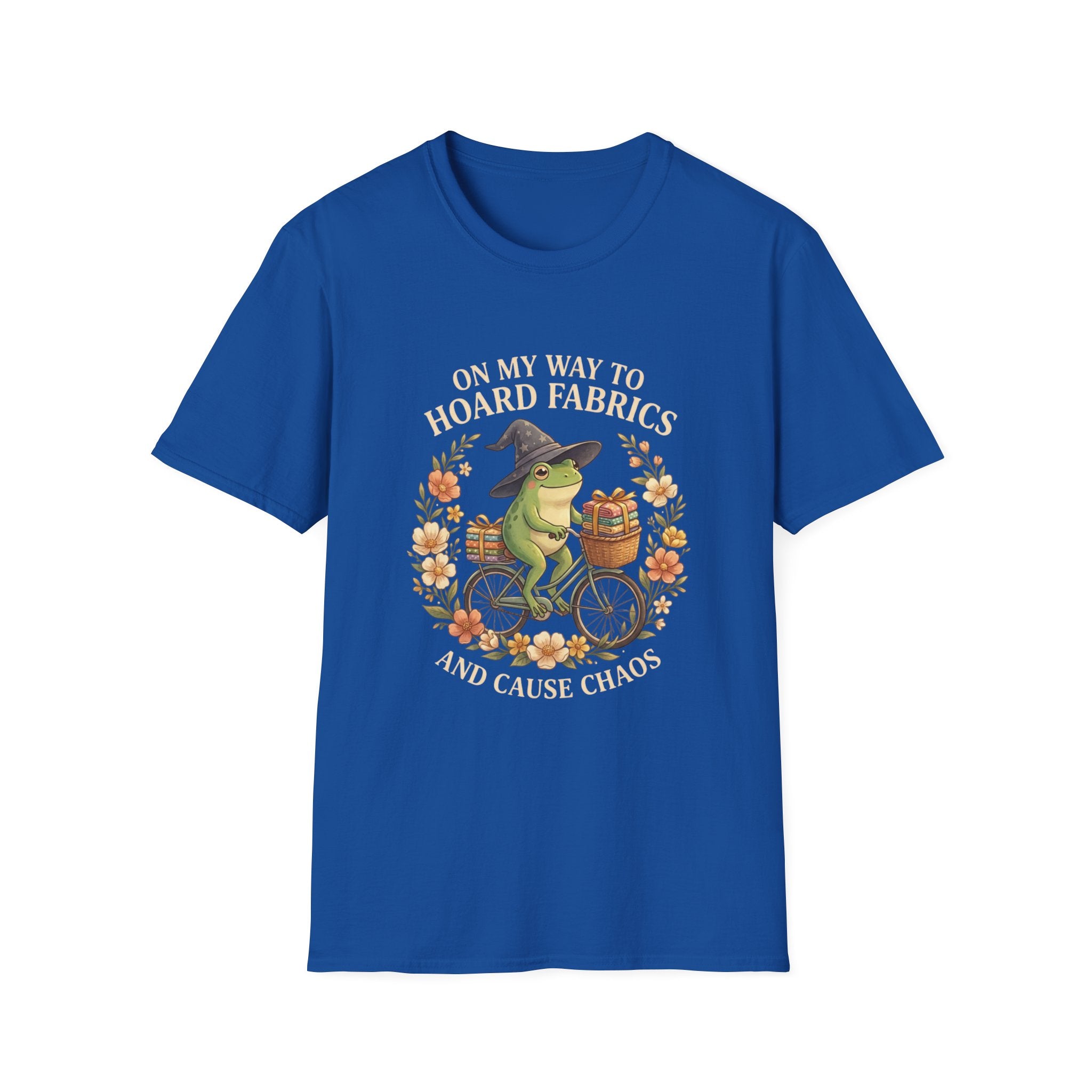 T-Shirt — “On My Way to Hoard Fabrics and Cause Chaos” Frog Witch Sewing Shirt