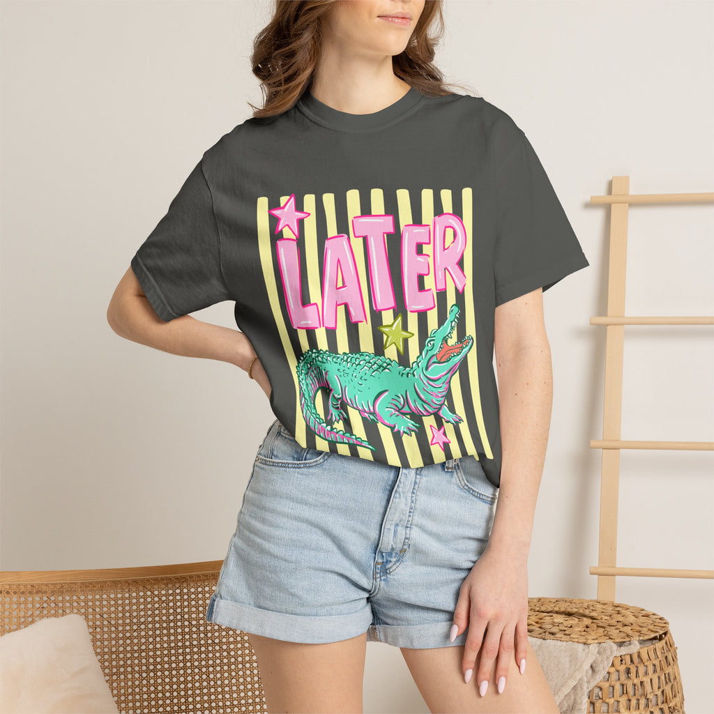 Later Alligator Graphic T-Shirt — Retro Pastel Crocodile Tee