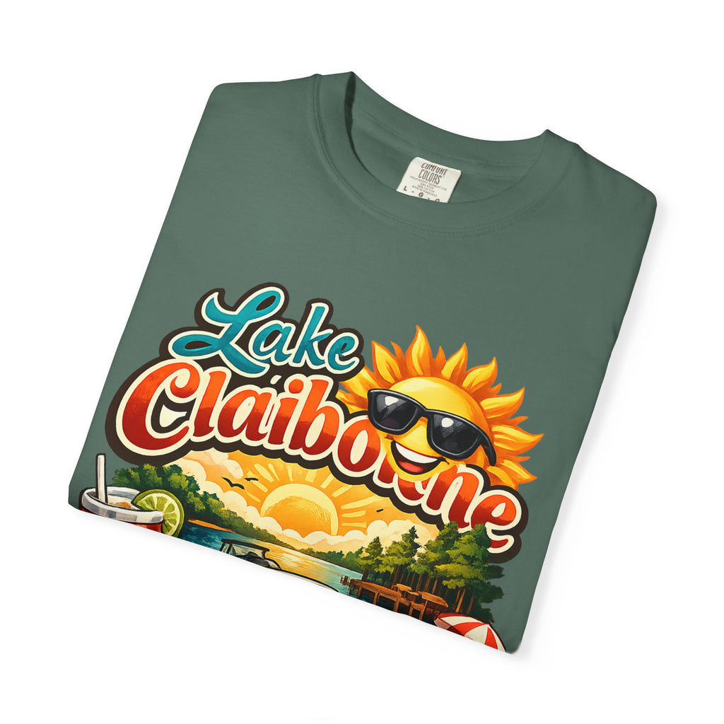 Lake Claiborne Vintage Scenic T-Shirt - Retro Sunset Boating Tee