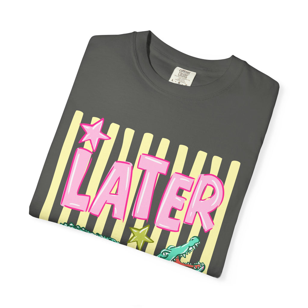Later Alligator Graphic T-Shirt — Retro Pastel Crocodile Tee