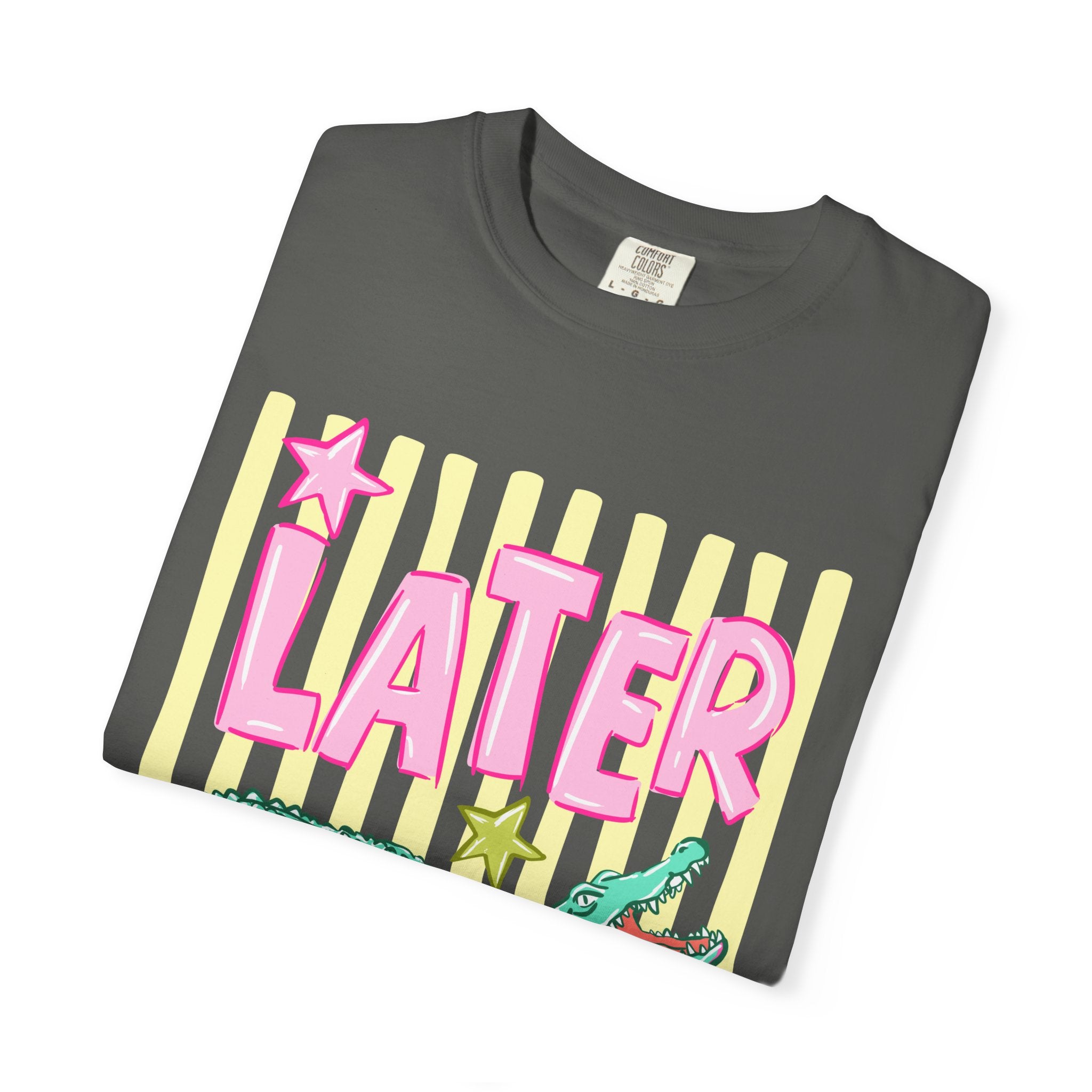 Later Alligator Graphic T-Shirt — Retro Pastel Crocodile Tee