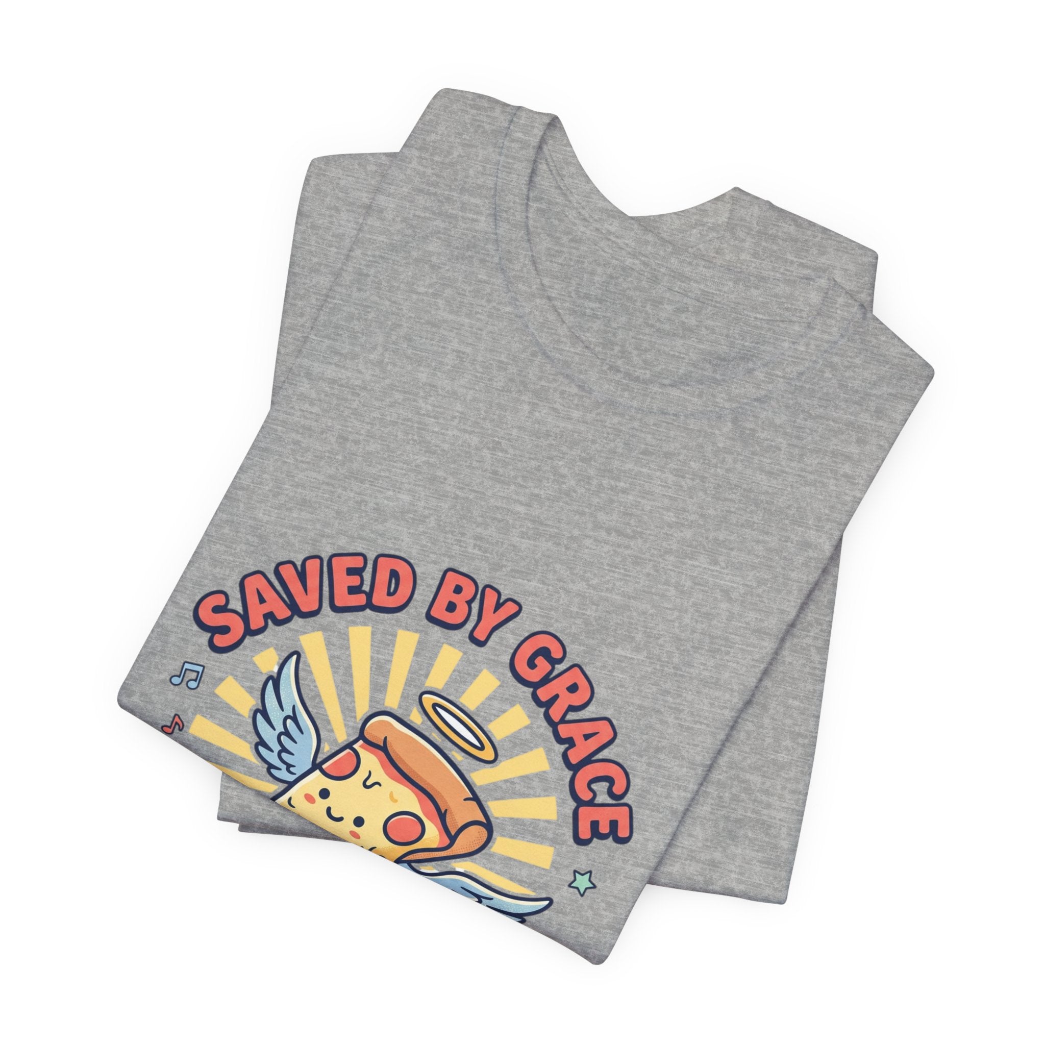 Saved By Grace Pizza Tee | Christian memes, church camp retro