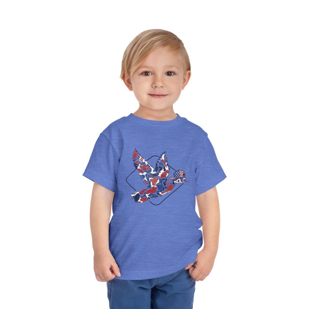 Toddler Tee — Patriotic Patchwork Dove Graphic (4th of July, Memorial Day)