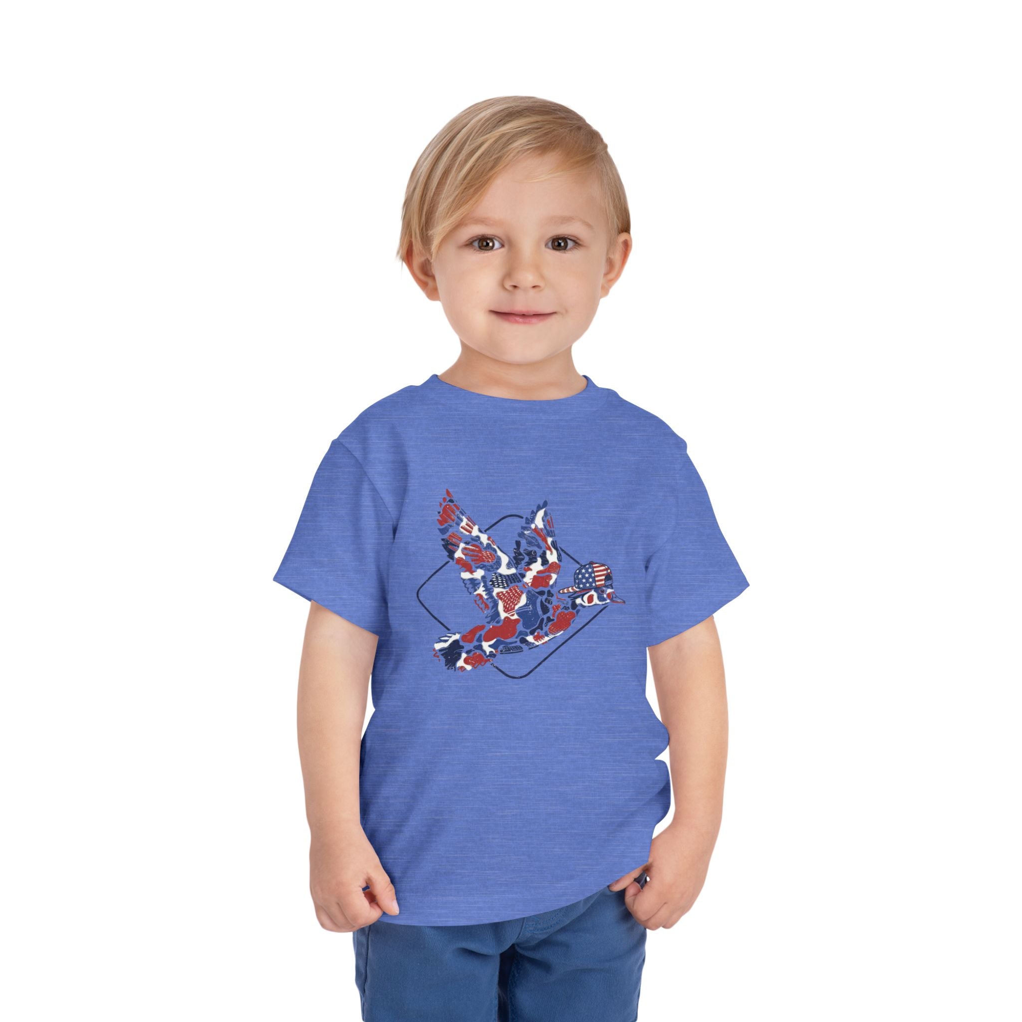 Toddler Tee — Patriotic Patchwork Dove Graphic (4th of July, Memorial Day)
