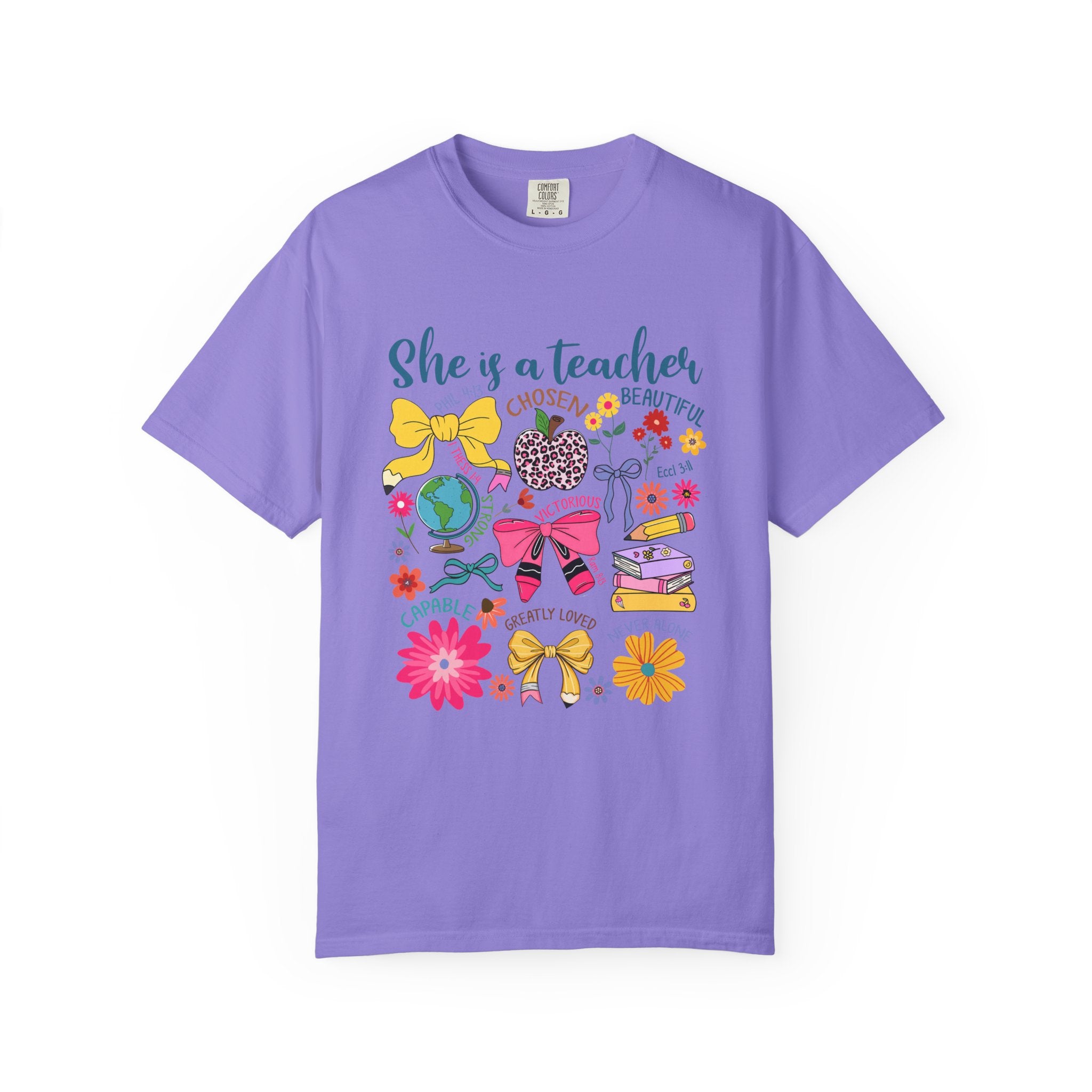 Teacher Appreciation T‑Shirt — "She is a Teacher" Floral Graphic Tee for Educators