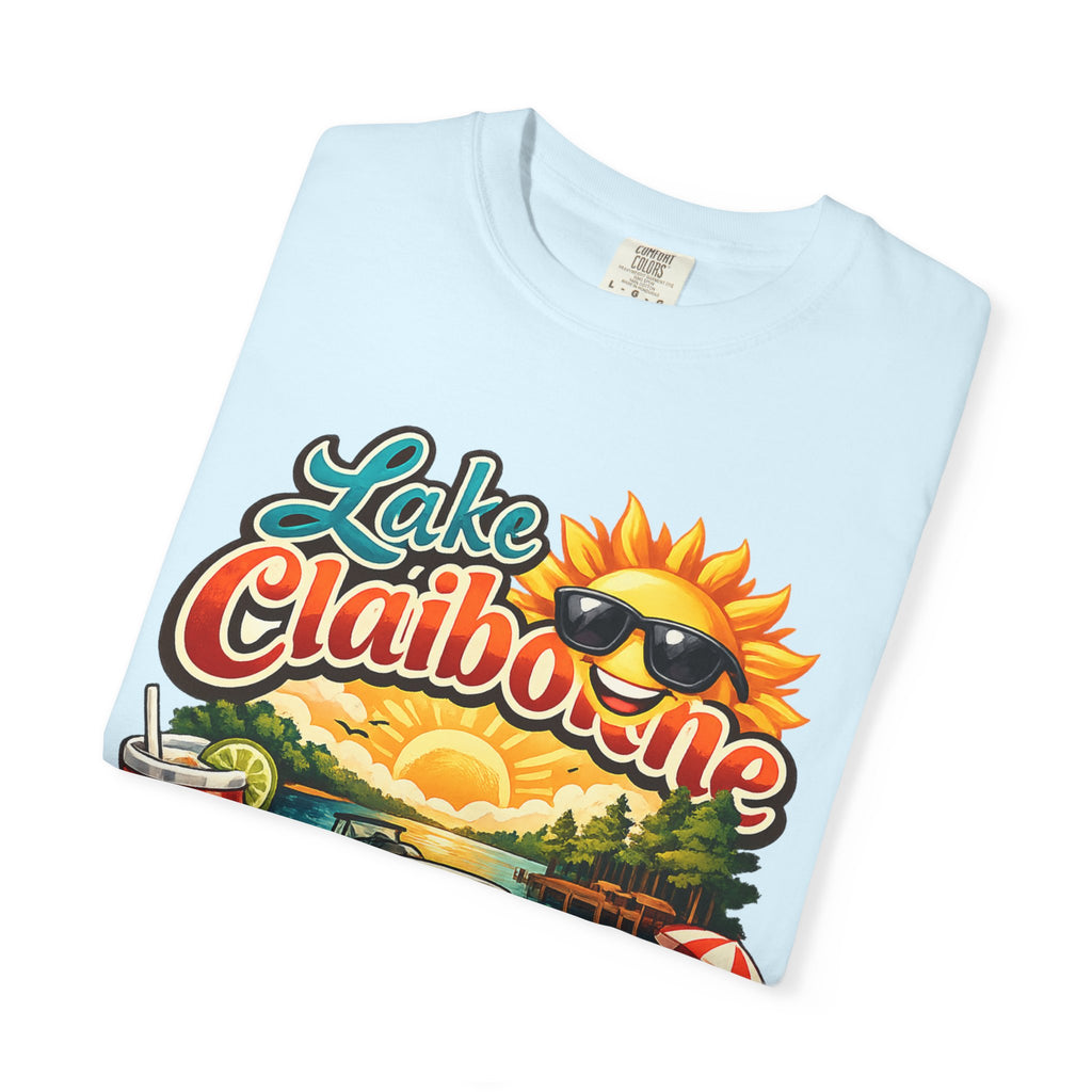 Lake Claiborne Vintage Scenic T-Shirt - Retro Sunset Boating Tee