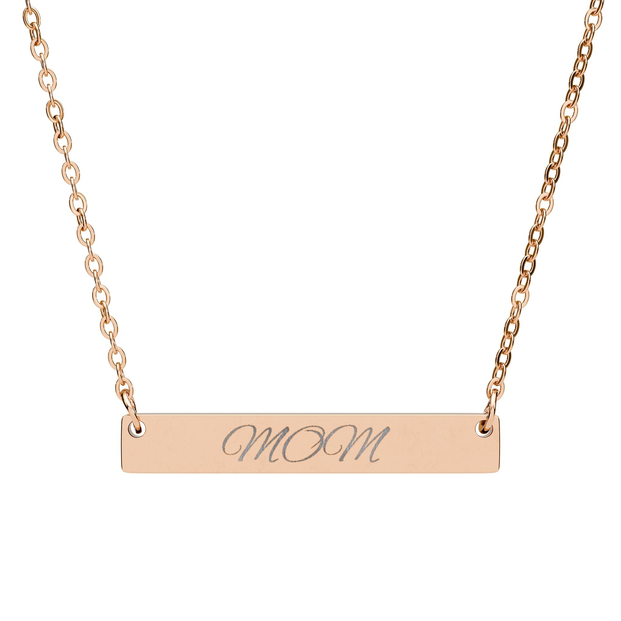 Engraved "MOM" Horizontal Bar Necklace — Personalized Mother's Day Jewelry