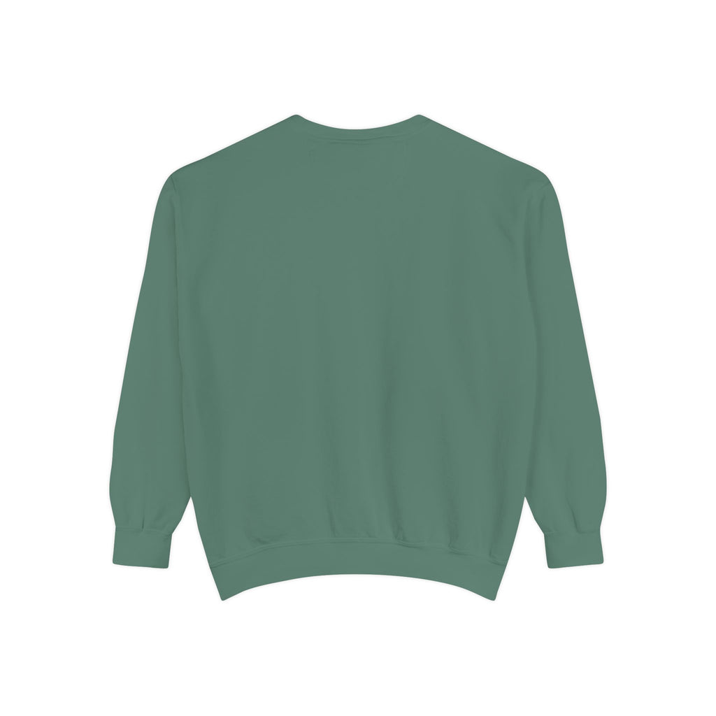 Duck Graphic Sweatshirt — Watercolor Flying Duck on Coral Garment-Dyed Crewneck