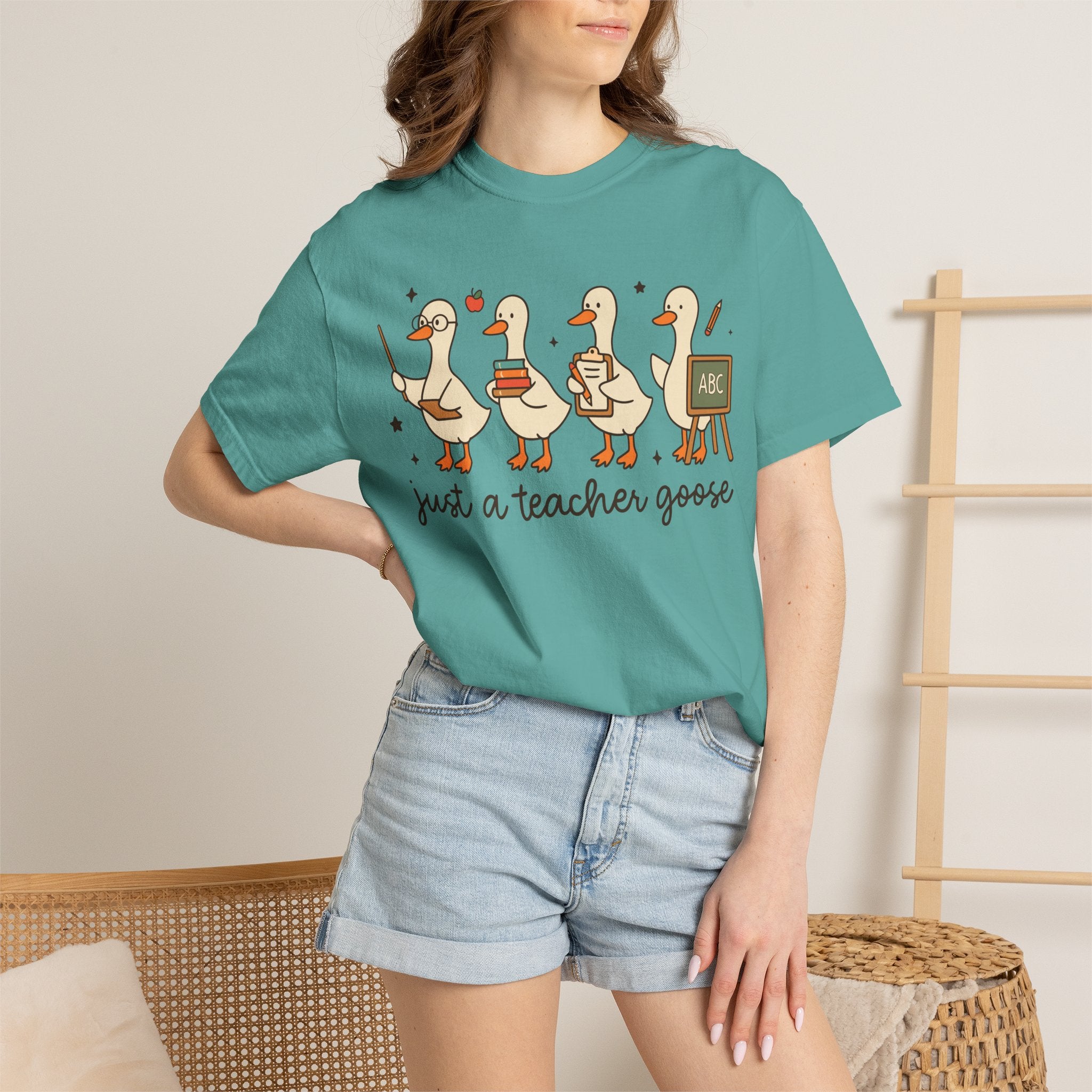 Teacher Goose T-Shirt — "Just a Teacher's Goose" Cute Classroom Gift