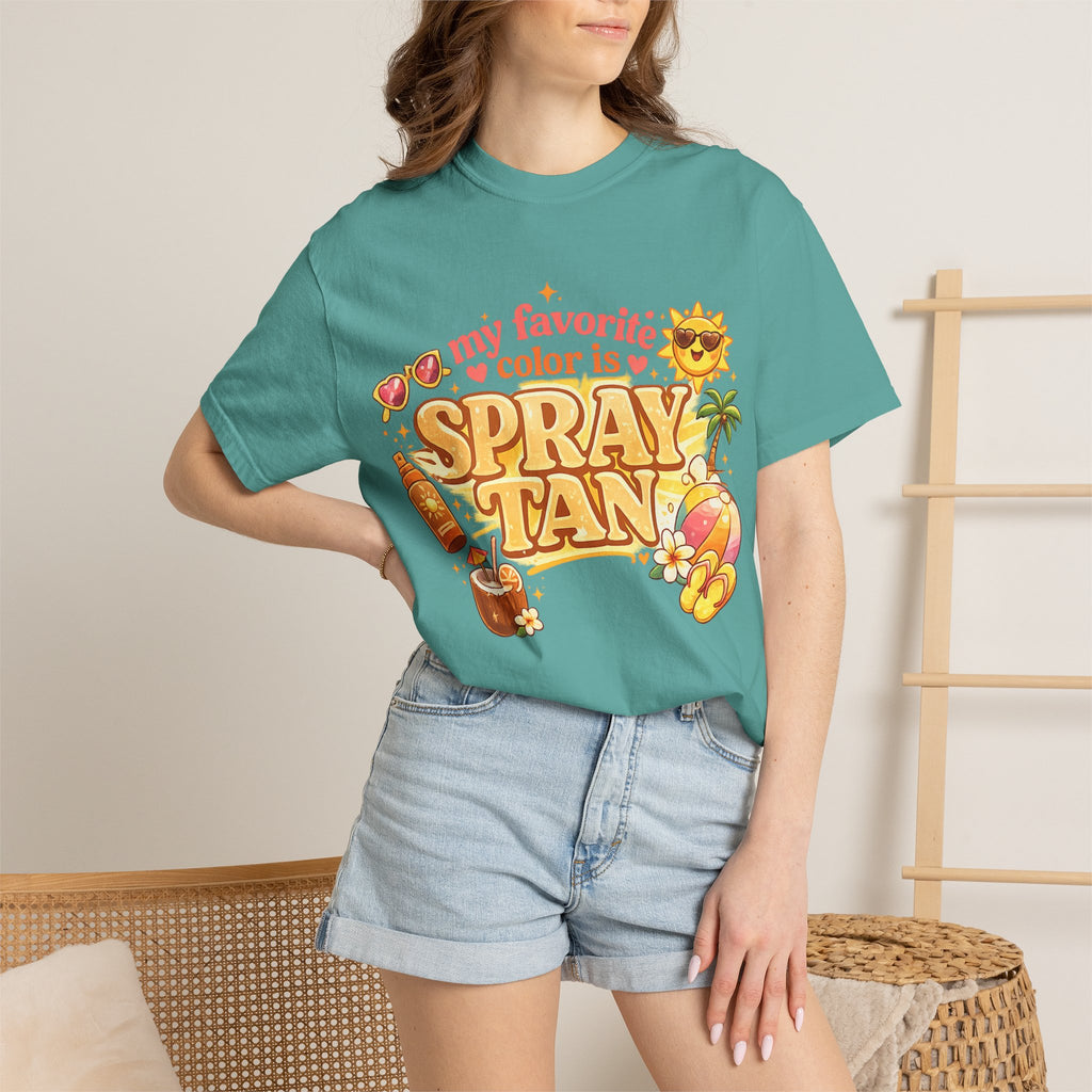 Spray Tan Retro Beach T-Shirt — "My Favorite Color is Spray Tan"