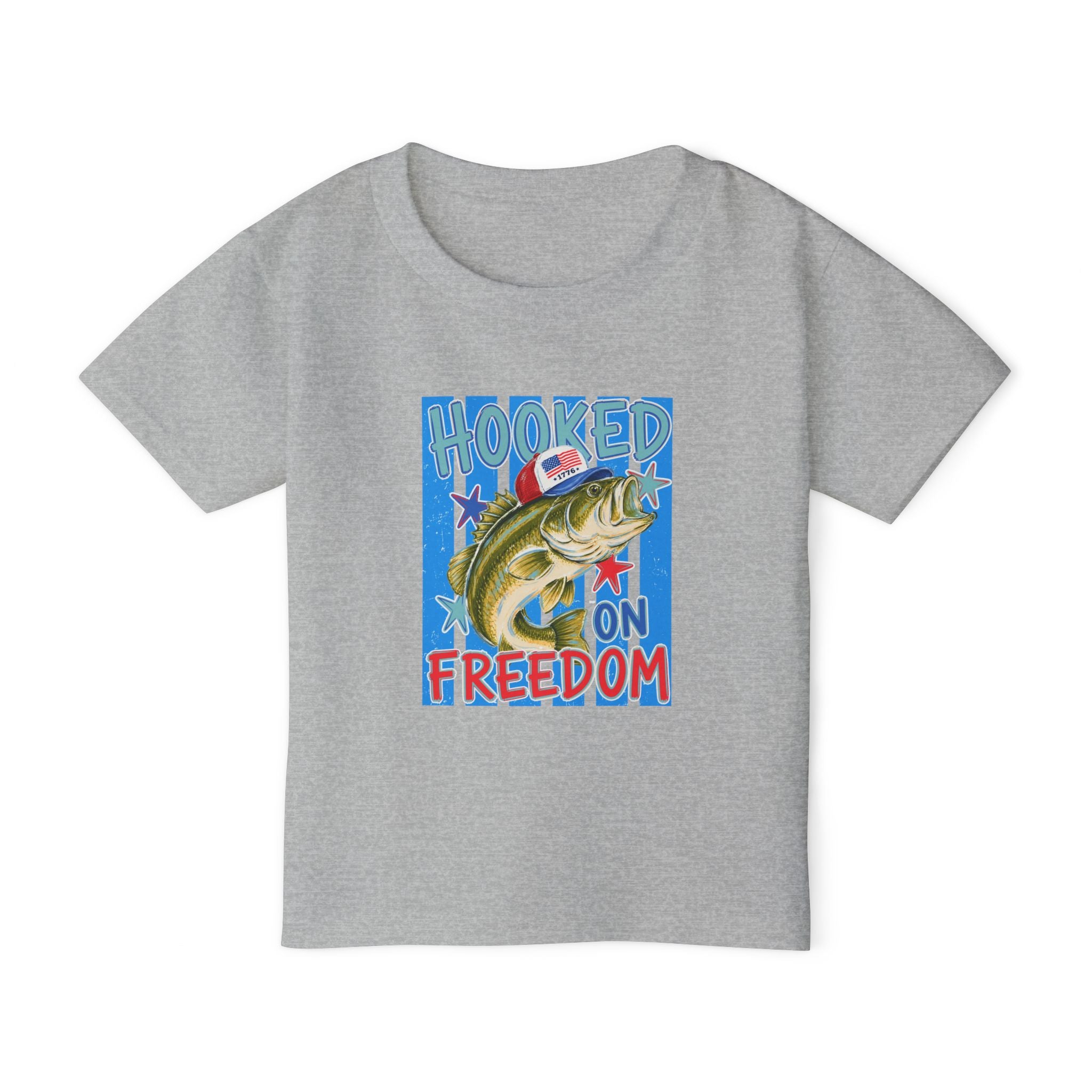 Toddler T-Shirt — "Hooked on Freedom" Patriotic Fishing Kids Tee