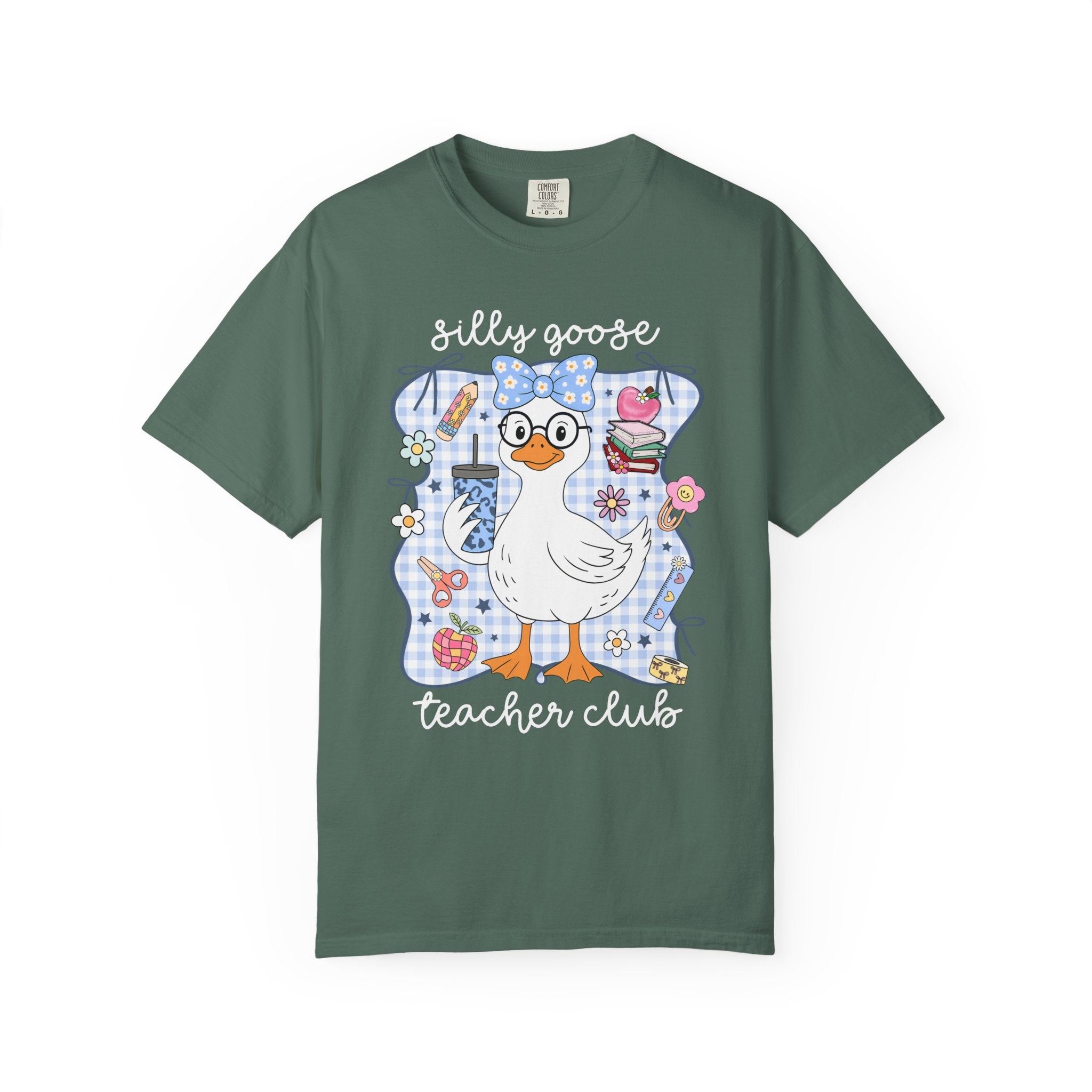 Duck with Blue Gingham Bow Tee — Cute Farm Animal Graphic T-Shirt