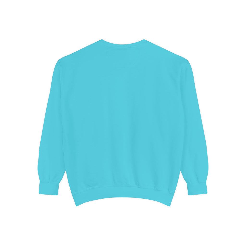 Duck Graphic Sweatshirt — Watercolor Flying Duck on Coral Garment-Dyed Crewneck