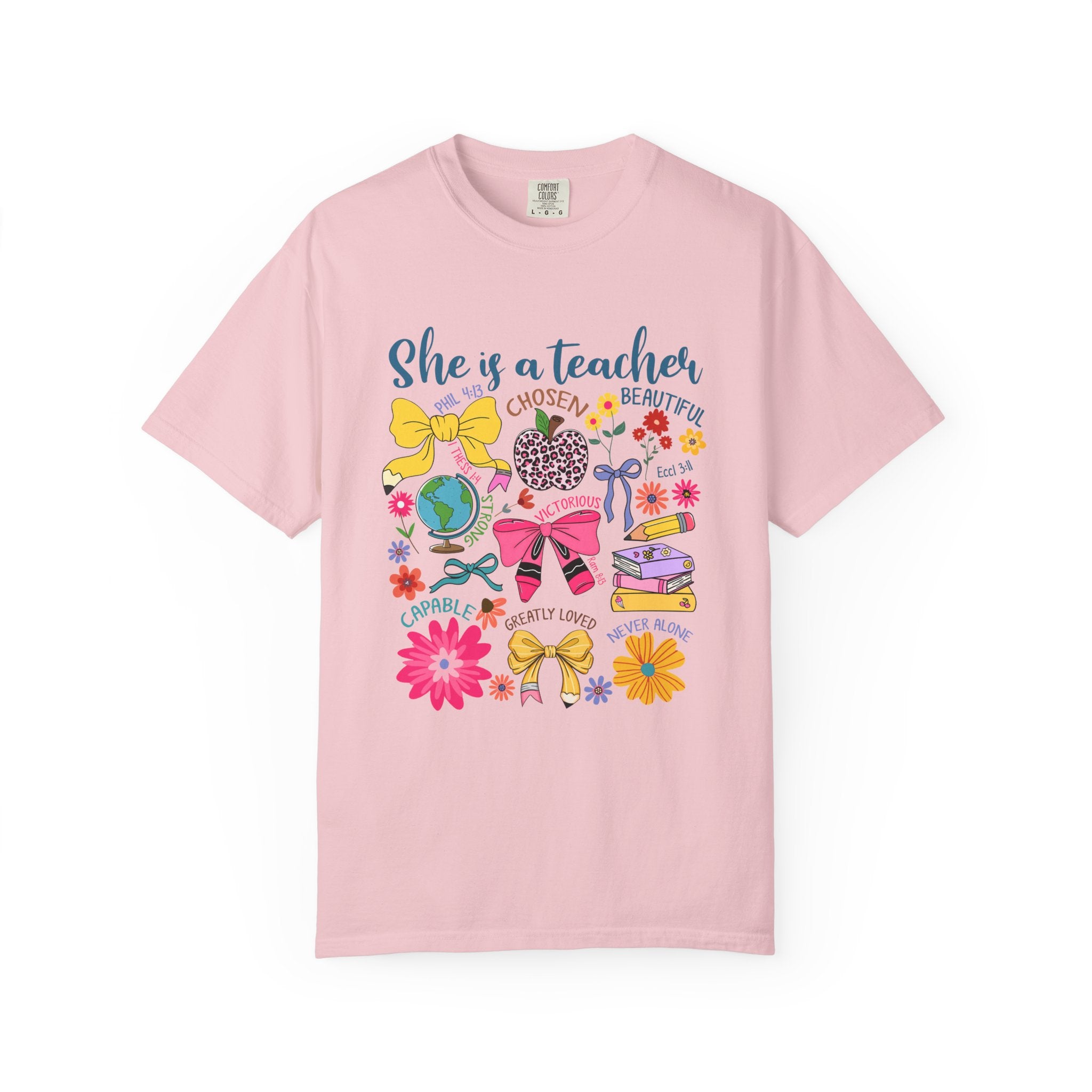 Teacher Appreciation T‑Shirt — "She is a Teacher" Floral Graphic Tee for Educators
