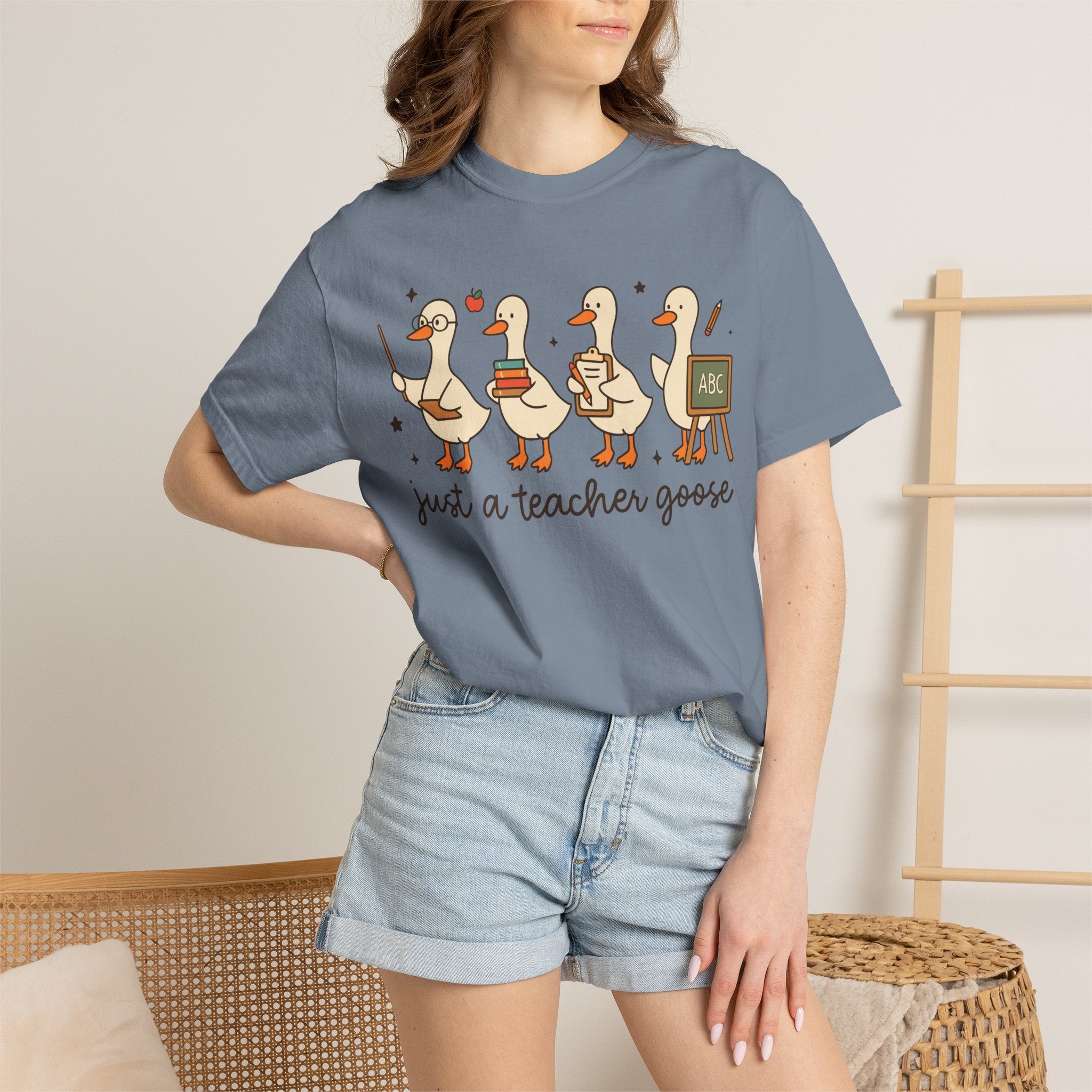 Teacher Goose T-Shirt — "Just a Teacher's Goose" Cute Classroom Gift