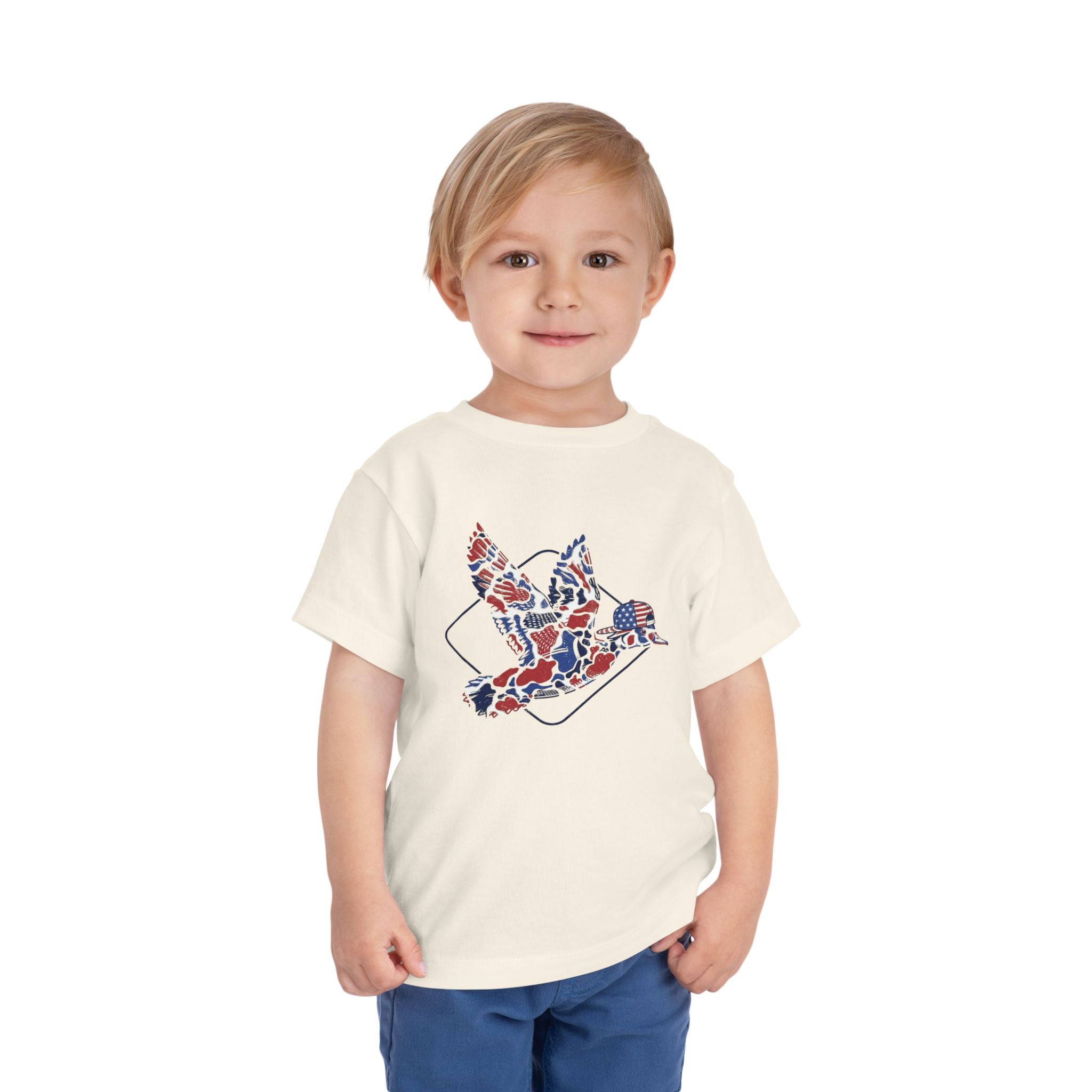Toddler Tee — Patriotic Patchwork Dove Graphic (4th of July, Memorial Day)